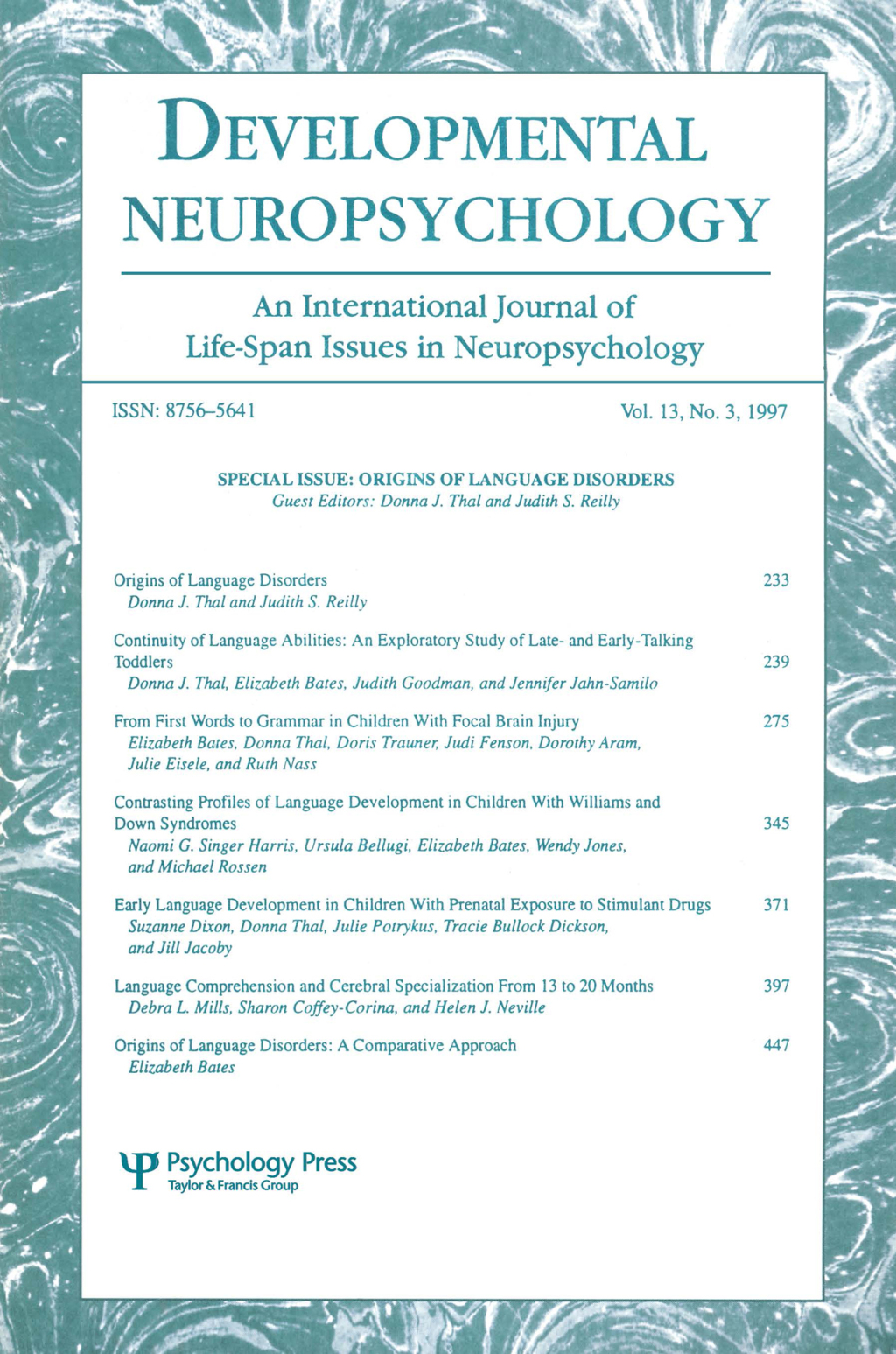 Origins of Language Disorders A Special Issue of developmental Neuropsychology 1st Edition â€“ PDF/EPUB Version Downloadable