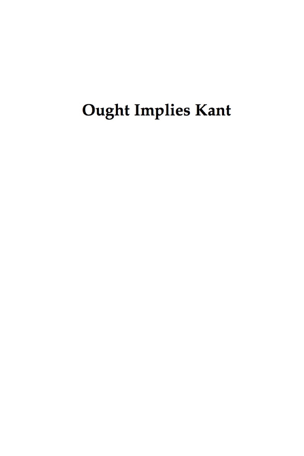 Ought Implies Kant  â€“ PDF/EPUB Version Downloadable