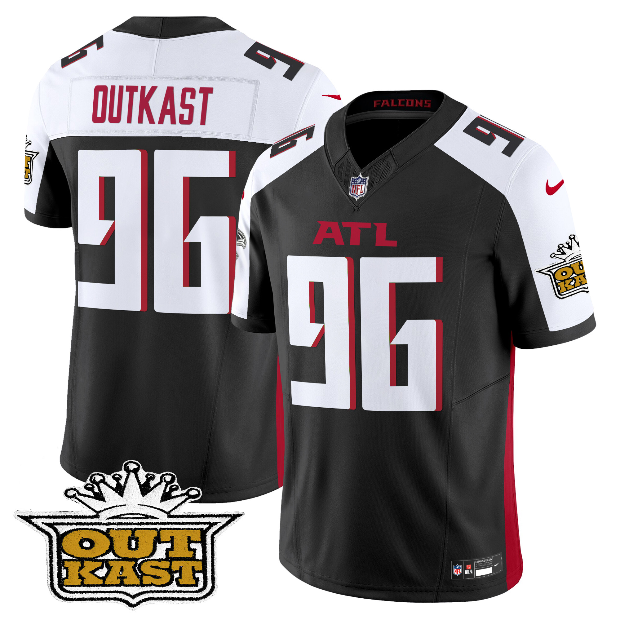 OutKast Men's Outkast x Atlanta Falcons 2024 Vapor Limited Black Alternate Jersey - All Stitched