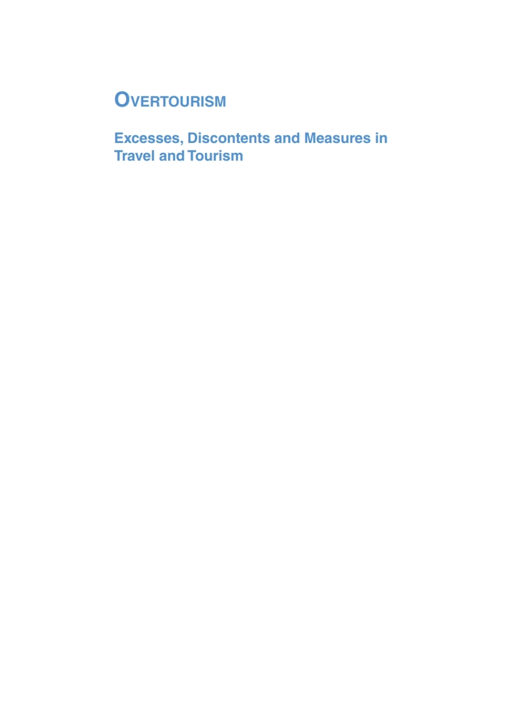 Overtourism Excesses, Discontents and Measures in Travel and Tourism 1st Edition â€“ PDF/EPUB Version Downloadable