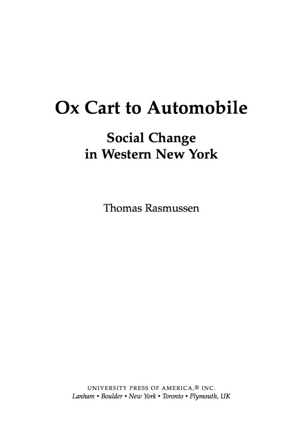 Ox Cart to Automobile Social Change in Western New York  â€“ PDF/EPUB Version Downloadable