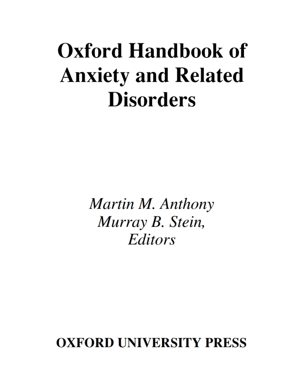Oxford Handbook of Anxiety and Related Disorders 1st Edition â€“ PDF/EPUB Version Downloadable