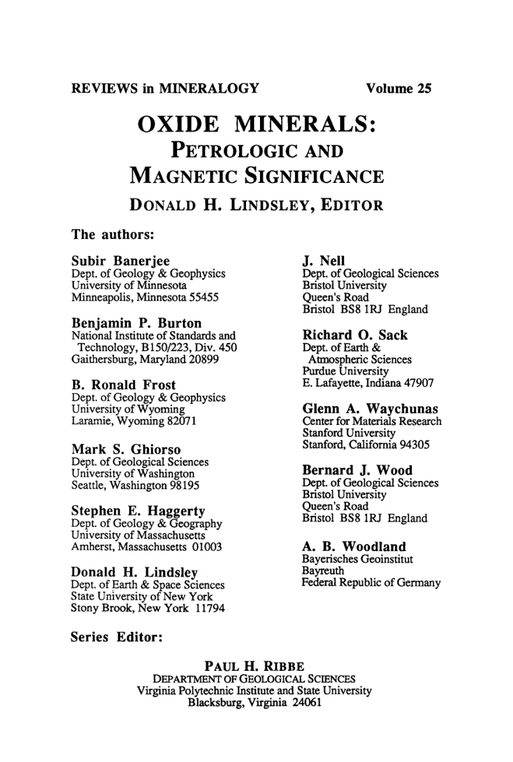 Oxide Minerals Petrologic and Magnetic Significance 1st Edition â€“ PDF/EPUB Version Downloadable