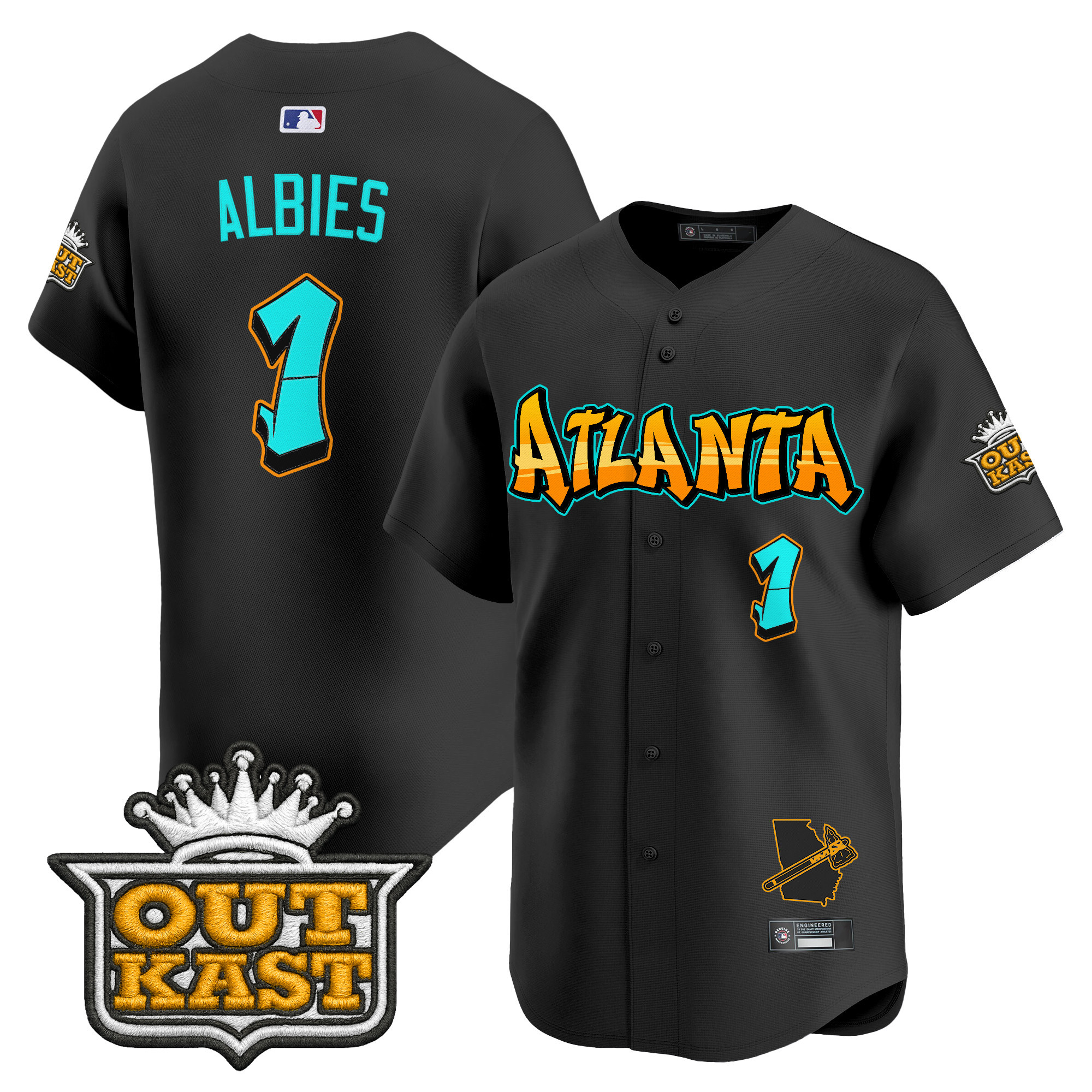 Ozzie Albies Men's Atlanta Braves 'Graffiti A-Town Edition' Vapor Premier Limited Black Jersey - All Stitched