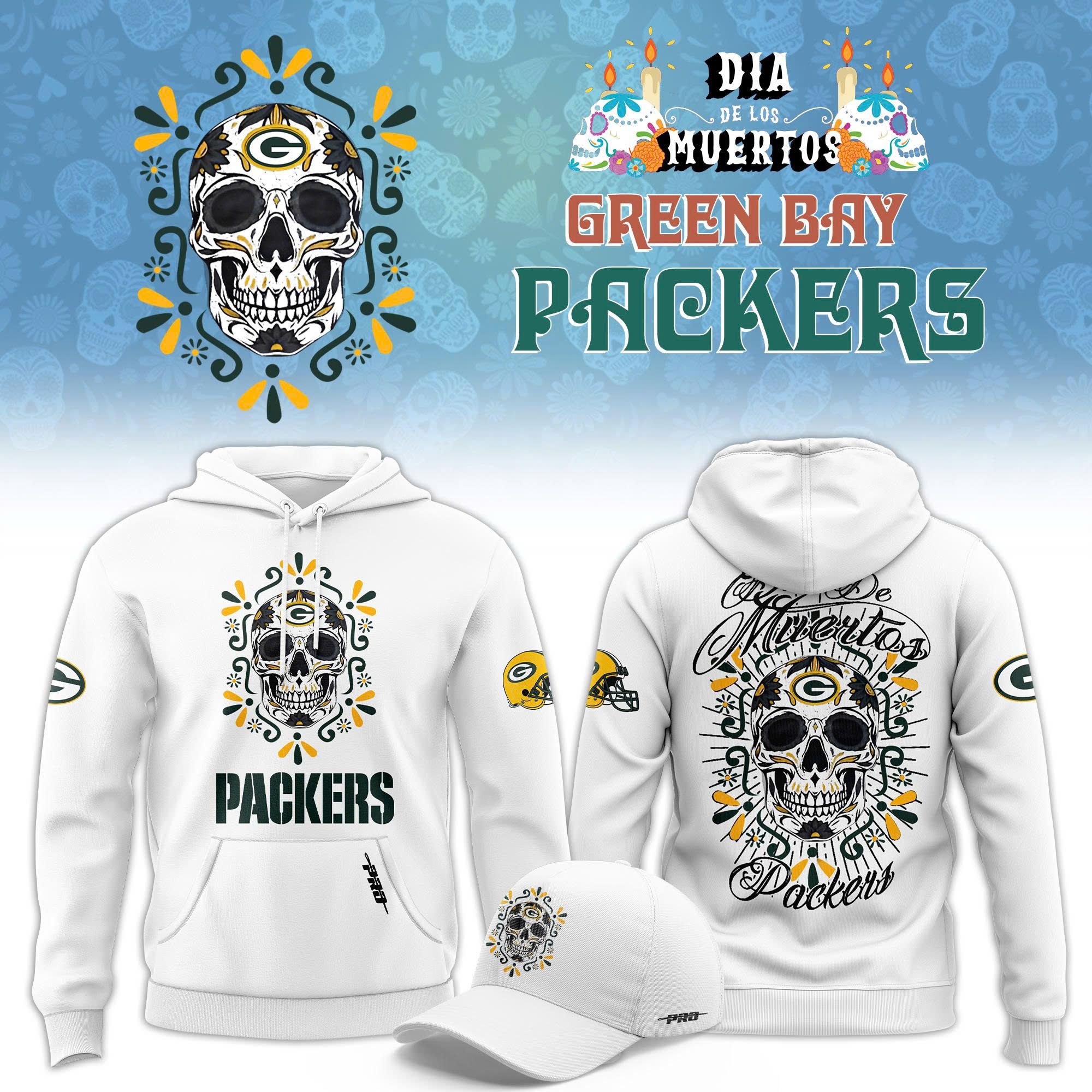 Packers Pro Standard Eternal Skull White Fleece Hoodie