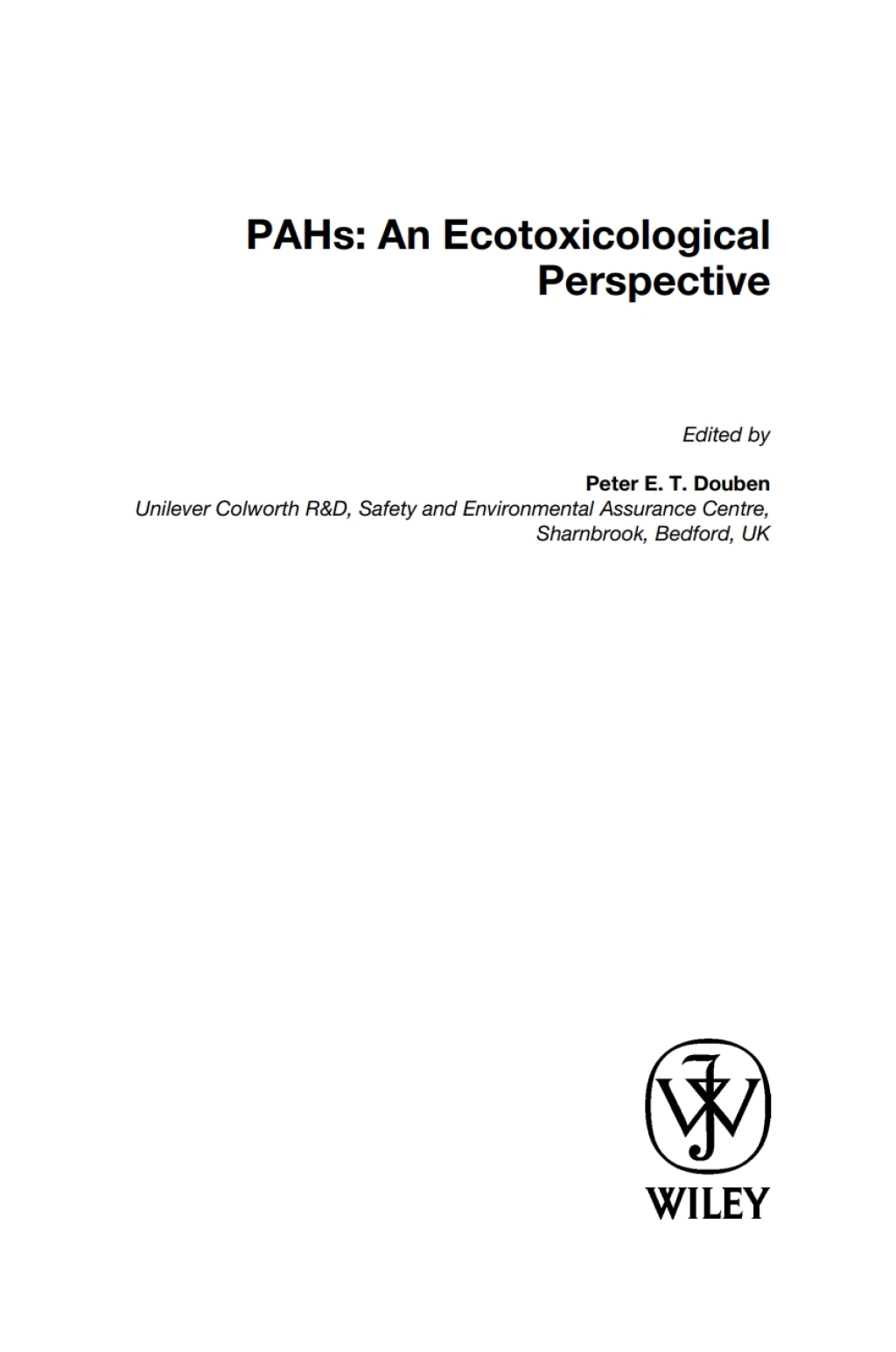 PAHs An Ecotoxicological Perspective 1st Edition â€“ PDF/EPUB Version Downloadable