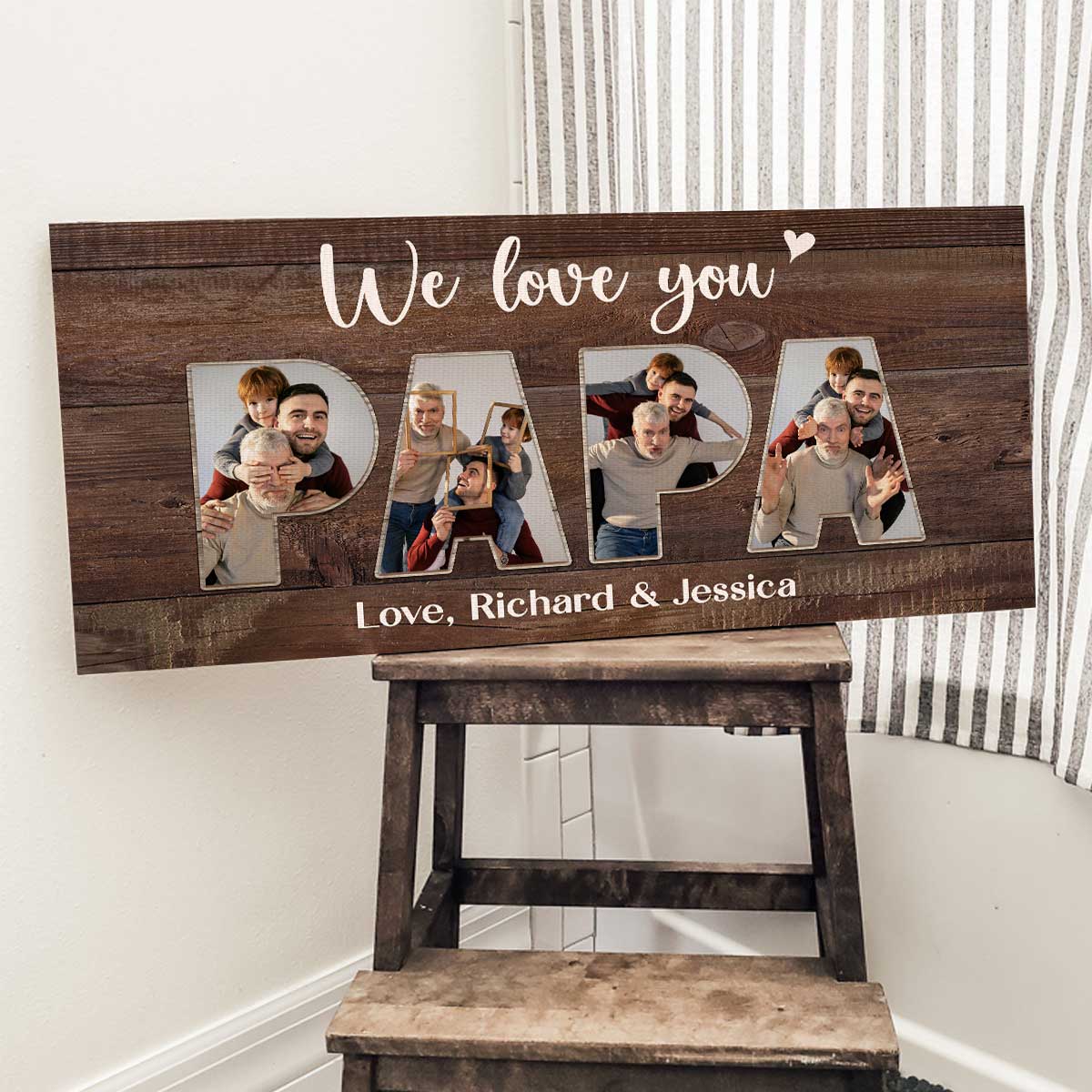 Papa Fathers Day Gifts, Papa Custom Photo Canvas, Gifts For Papa From Grandkids, Gift For Grandpa, Birthday Presents For Grandfather