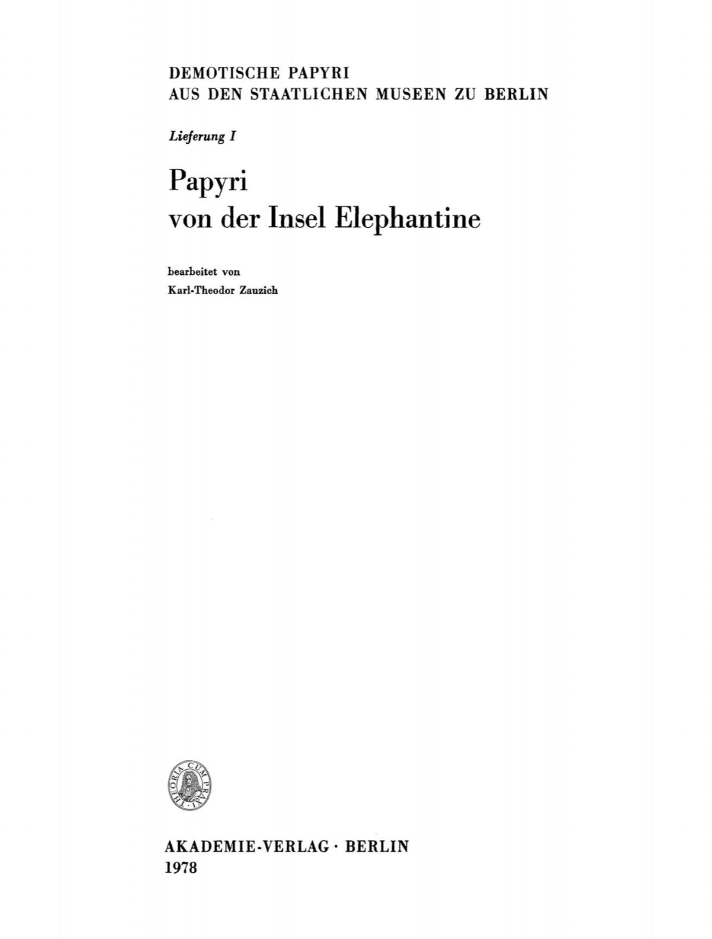 Papyri von der Insel Elephantine 1st Edition â€“ PDF/EPUB Version Downloadable