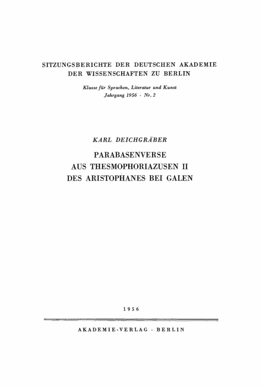 Parabasenverse aus Thesmophoriazusen II des Aristophanes bei Galen 1st Edition â€“ PDF/EPUB Version Downloadable