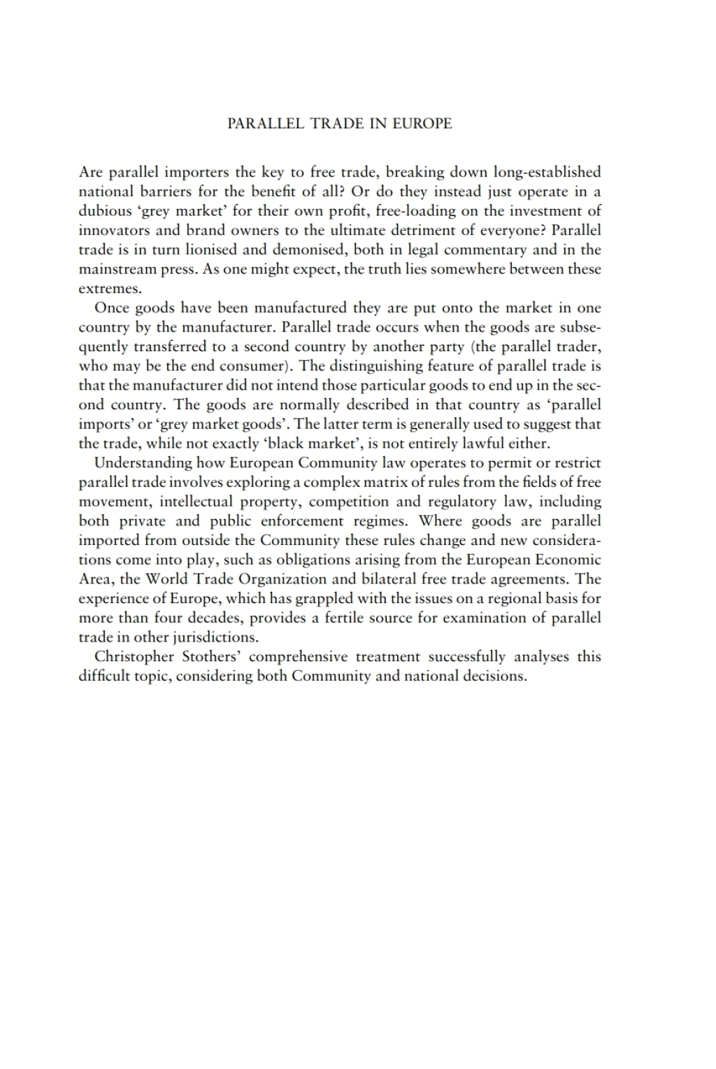 Parallel Trade in Europe Intellectual Property, Competition and Regulatory Law 1st Edition â€“ PDF/EPUB Version Downloadable