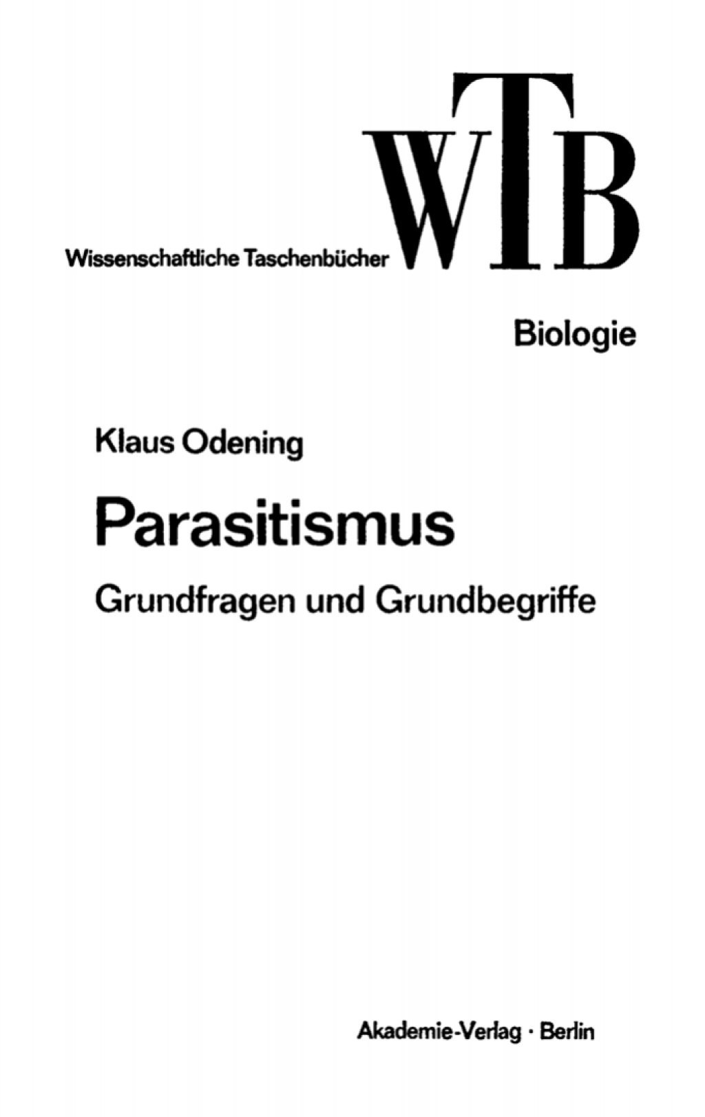 Parasitismus Grundfragen und Grundbegriffe 1st Edition â€“ PDF/EPUB Version Downloadable