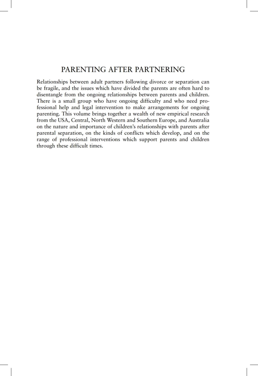 Parenting after Partnering Containing Conflict after Separation 1st Edition â€“ PDF/EPUB Version Downloadable