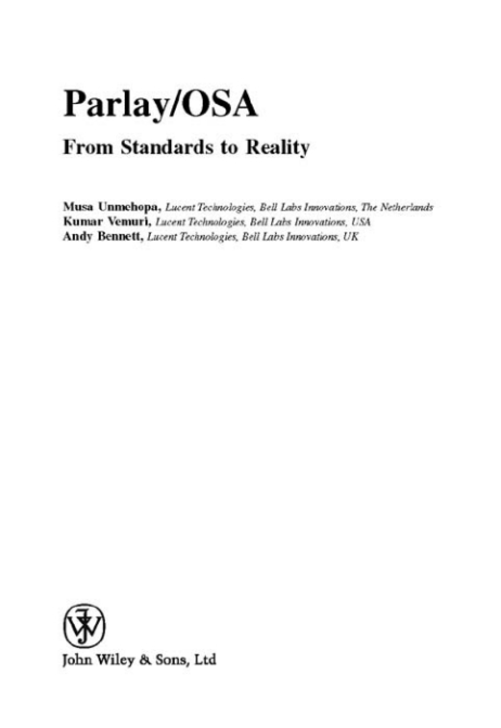 Parlay / OSA From Standards to Reality 1st Edition â€“ PDF/EPUB Version Downloadable