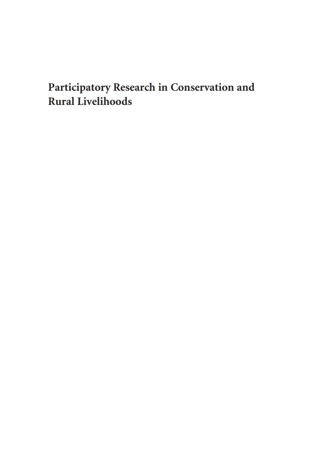Participatory Research in Conservation and Rural Livelihoods Doing Science Together 1st Edition â€“ PDF/EPUB Version Downloadable