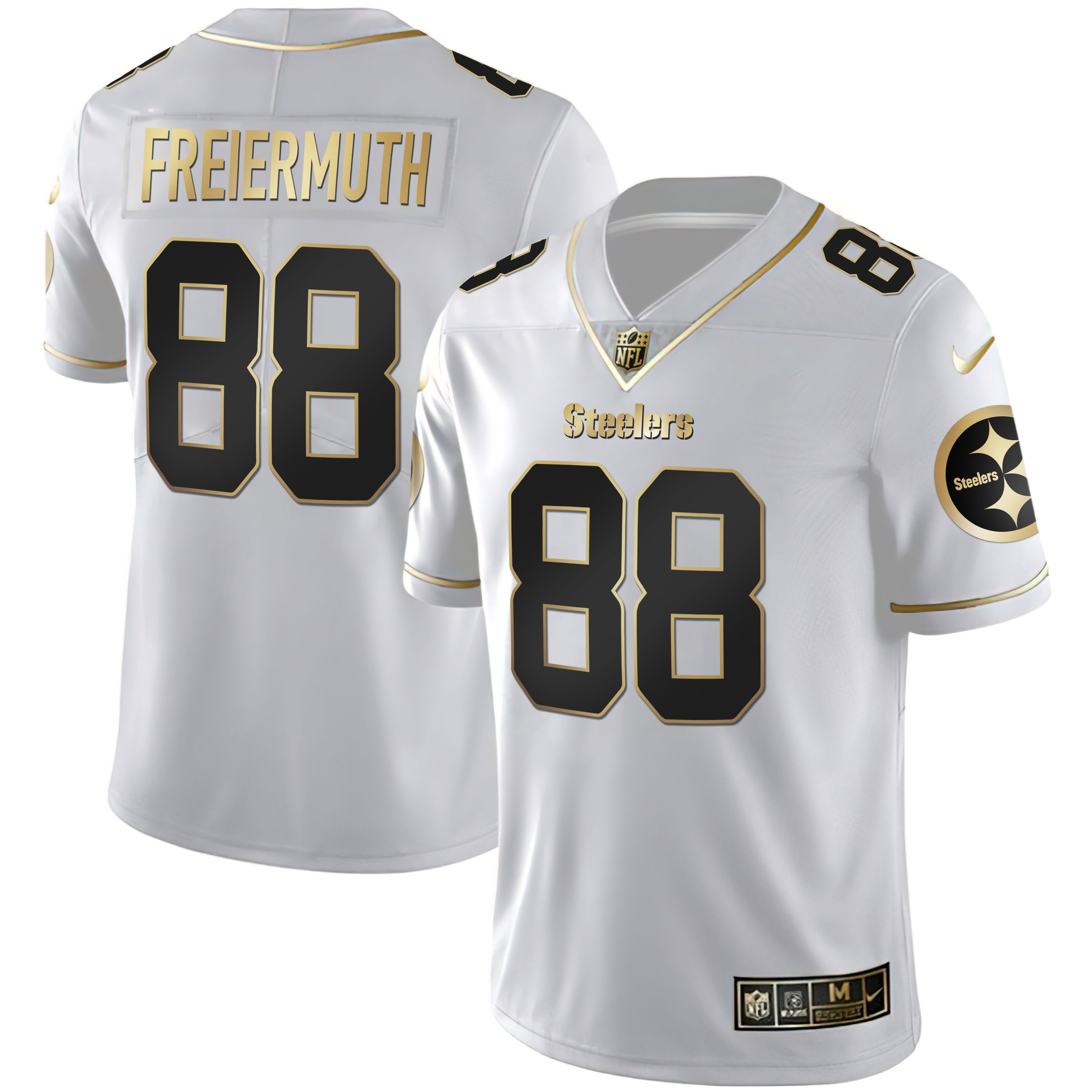 Pat Freiermuth Men's Pittsburgh Steelers Gold & Split - All Stitched White Gold Jersey - All Stitched