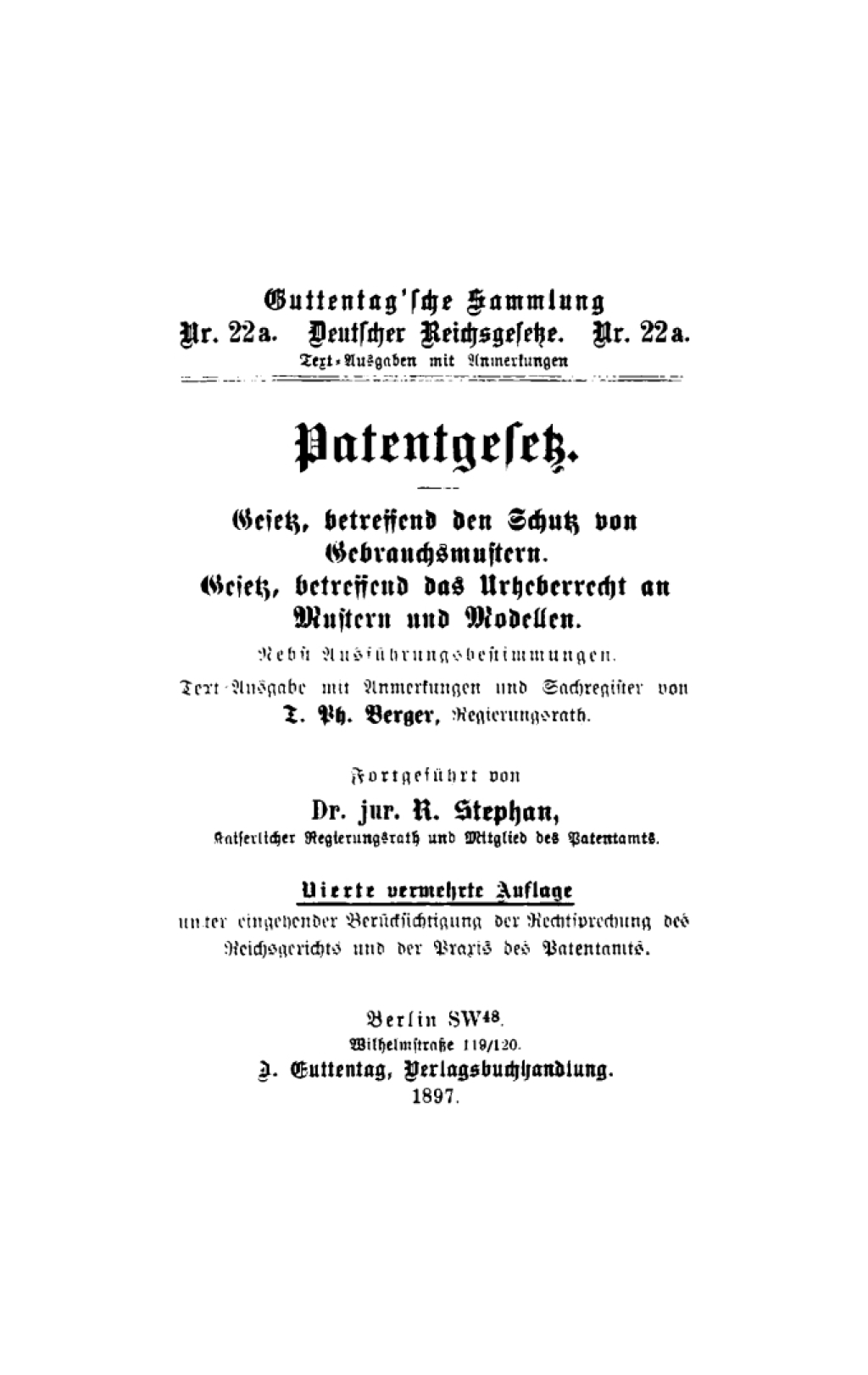 Patentgesetz Gesetz, betreffend den Schutz von Gebrauchsmustern. Gesetz, betreffend das Urheberrecht an Mustern und Modellen. Nebst AusfÃ¼hrungsbestimmungen. Text-Ausgabe mit Anmerkungen und Sachregister 4th Edition â€“ PDF/EPUB Version Downloadable