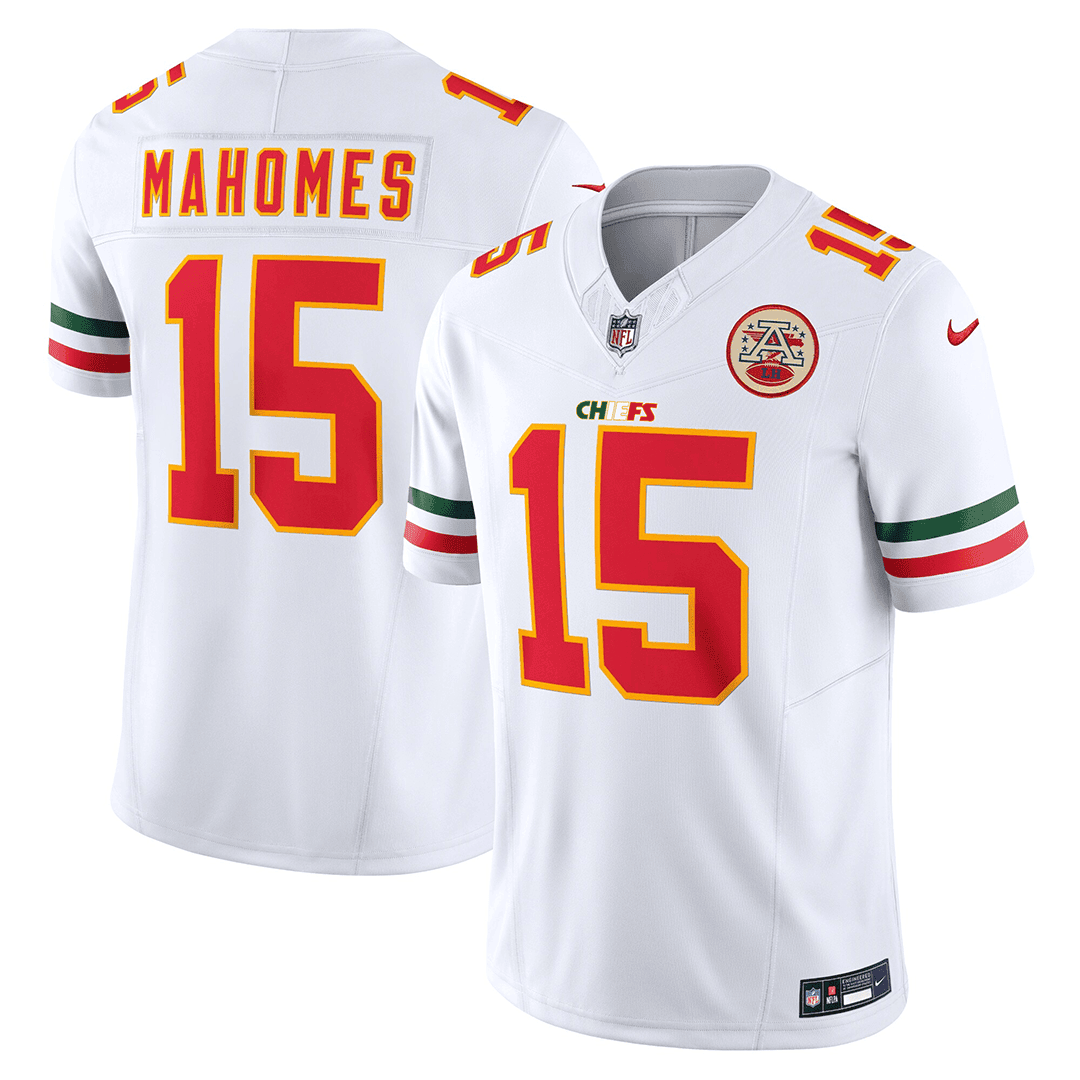 Patrick Mahomes Men’s Kansas City Chiefs Mexico Edition Vapor Limited White Jersey - All Stitched