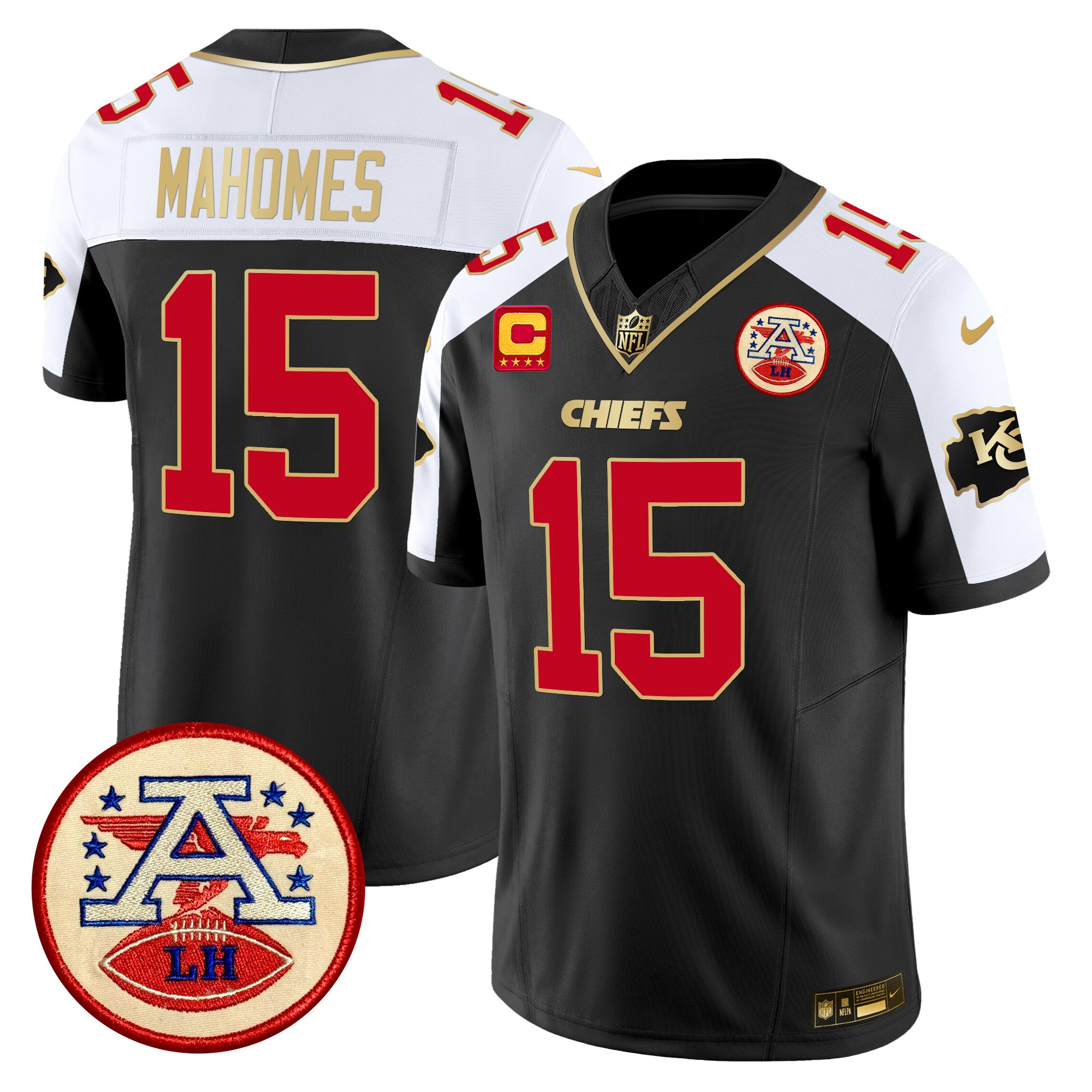 Patrick Mahomes Men's Kansas City Chiefs 2024 Lamar Hunt Patch Vapor Limited Black Alternate Jersey - All Stitched