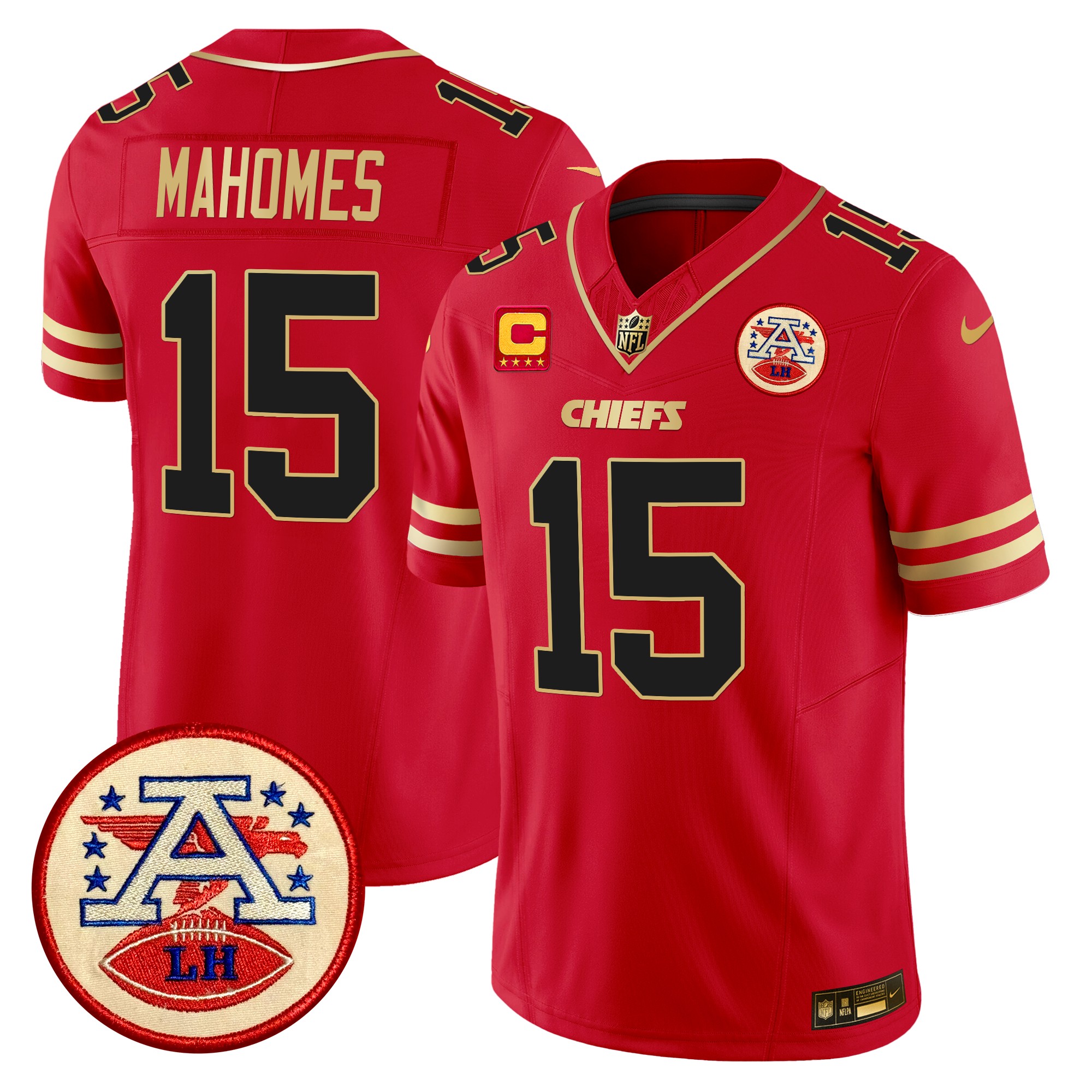 Patrick Mahomes Men's Kansas City Chiefs 2024 Lamar Hunt Patch Vapor Limited Black Red Jersey - All Stitched