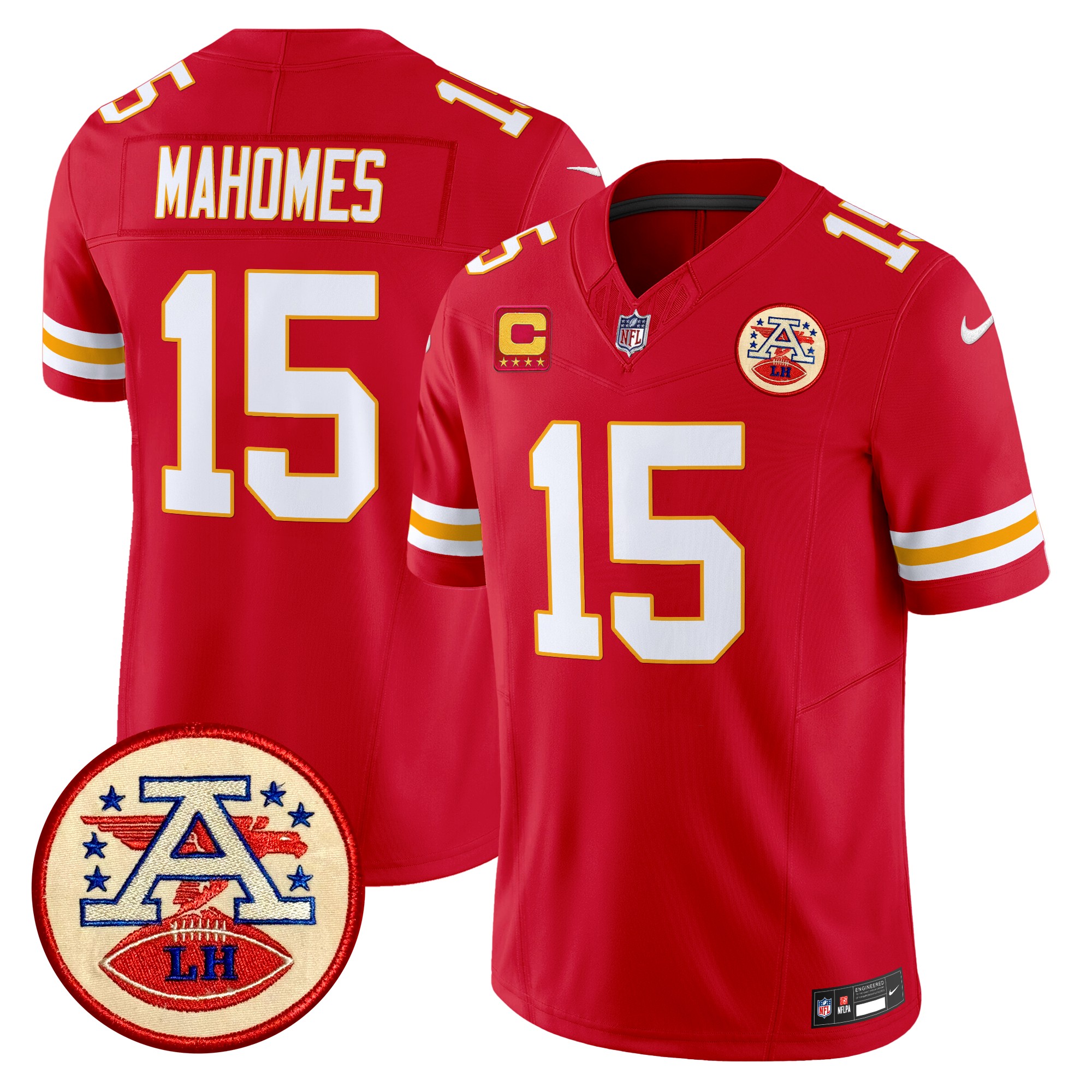 Patrick Mahomes Men's Kansas City Chiefs 2024 Lamar Hunt Patch Vapor Limited Red Jersey - All Stitched