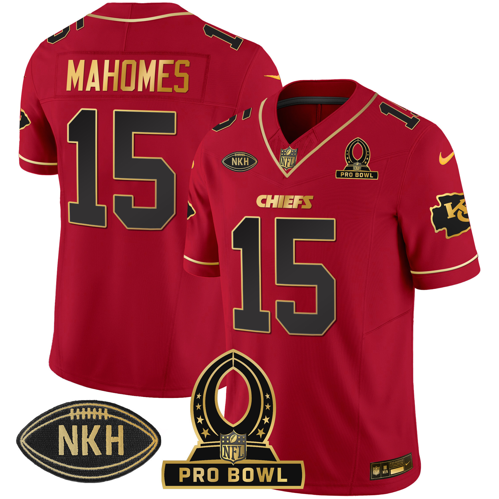Patrick Mahomes Men's Kansas City Chiefs 2024 Pro Bowl Patch Vapor Red Special Jersey - All Stitched