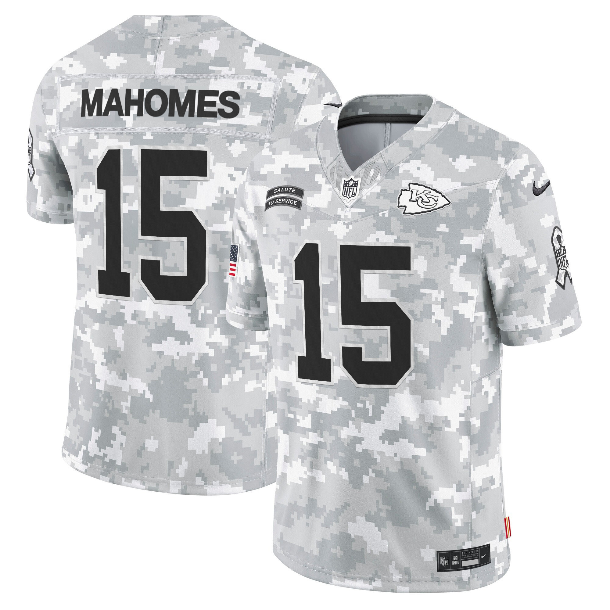 Patrick Mahomes Men's Kansas City Chiefs 2024 Salute to Service Vapor Limited Arctic Camo Jersey - All Stitched