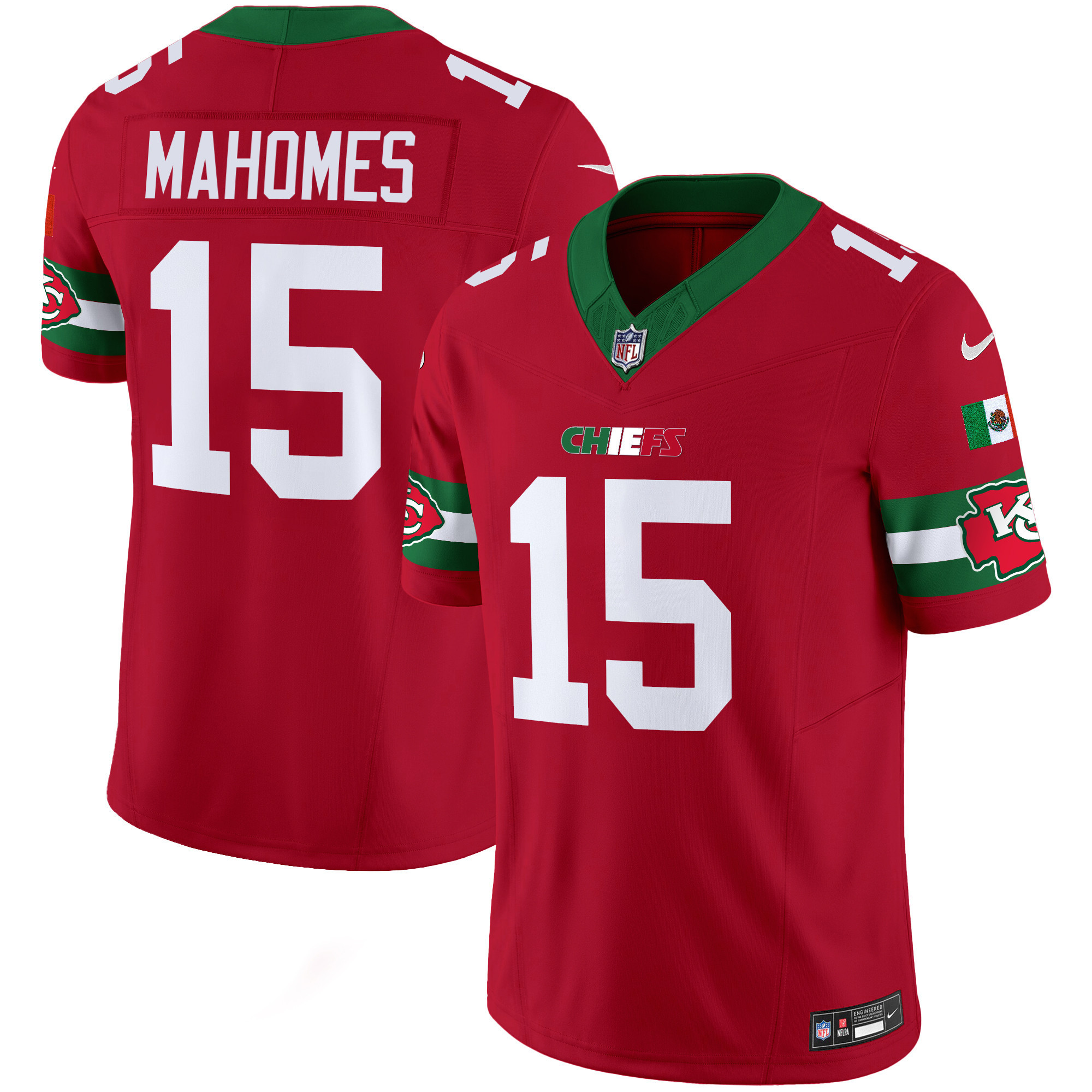 Patrick Mahomes Men's Kansas City Chiefs Mexico Vapor Limited Red Jersey - All Stitched