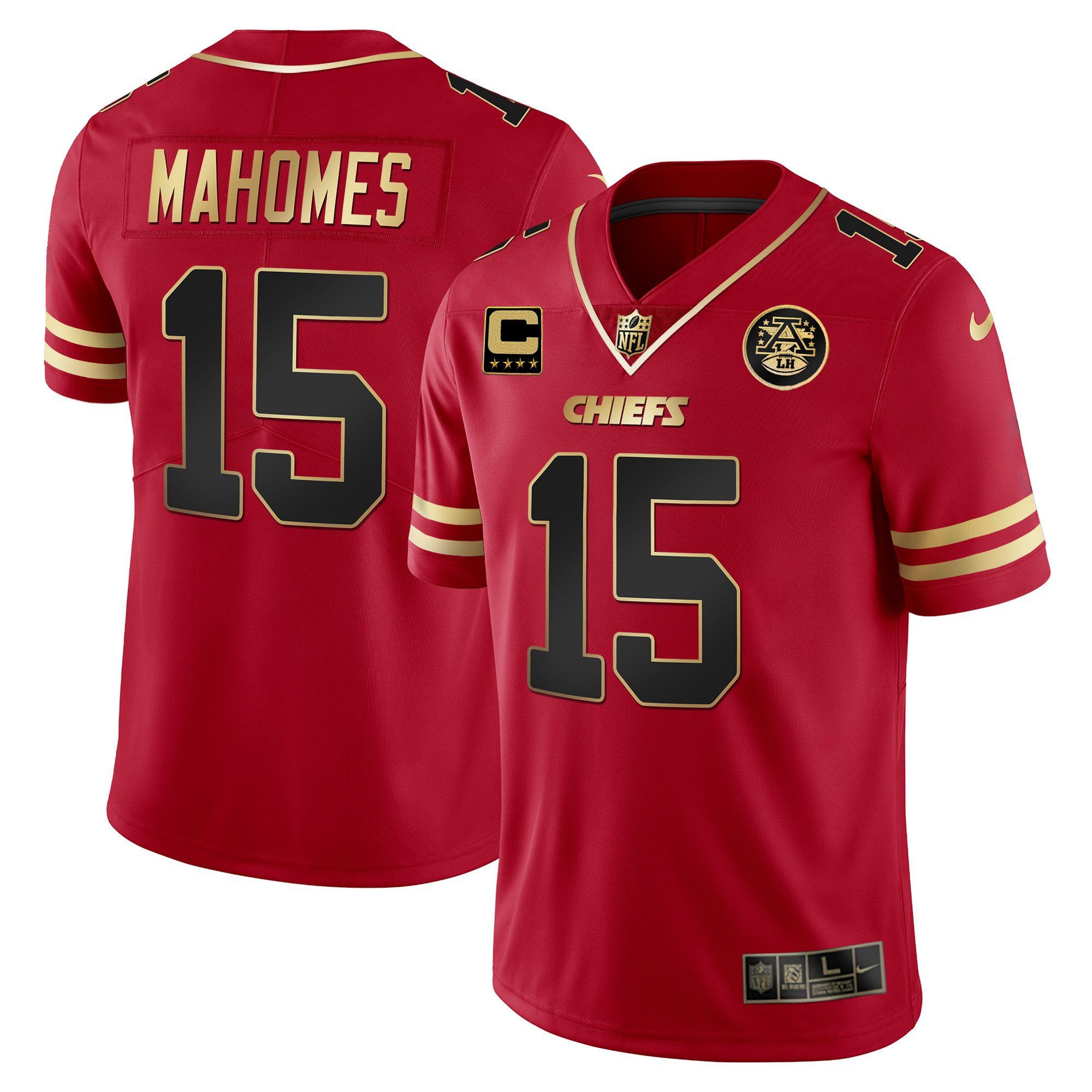 Patrick Mahomes Men's Kansas City Chiefs Vapor Black Red Gold Limited - All Stitched Black Red Jersey - All Stitched