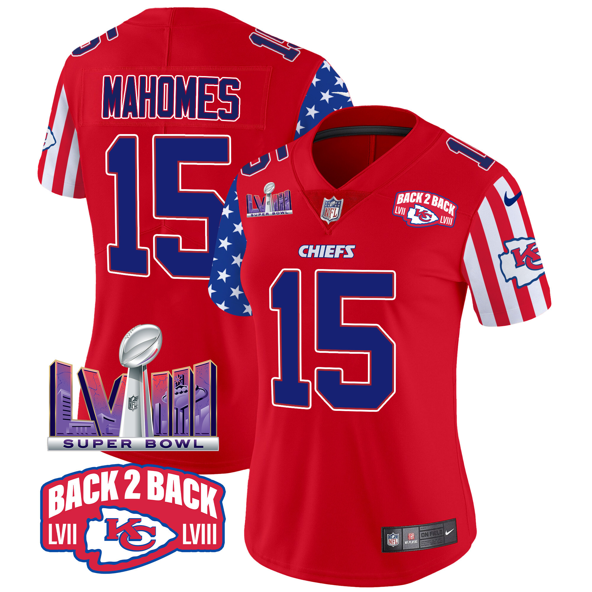 Patrick Mahomes Women's Kansas City Chiefs American Style Vapor Limited Red Jersey - All Stitched