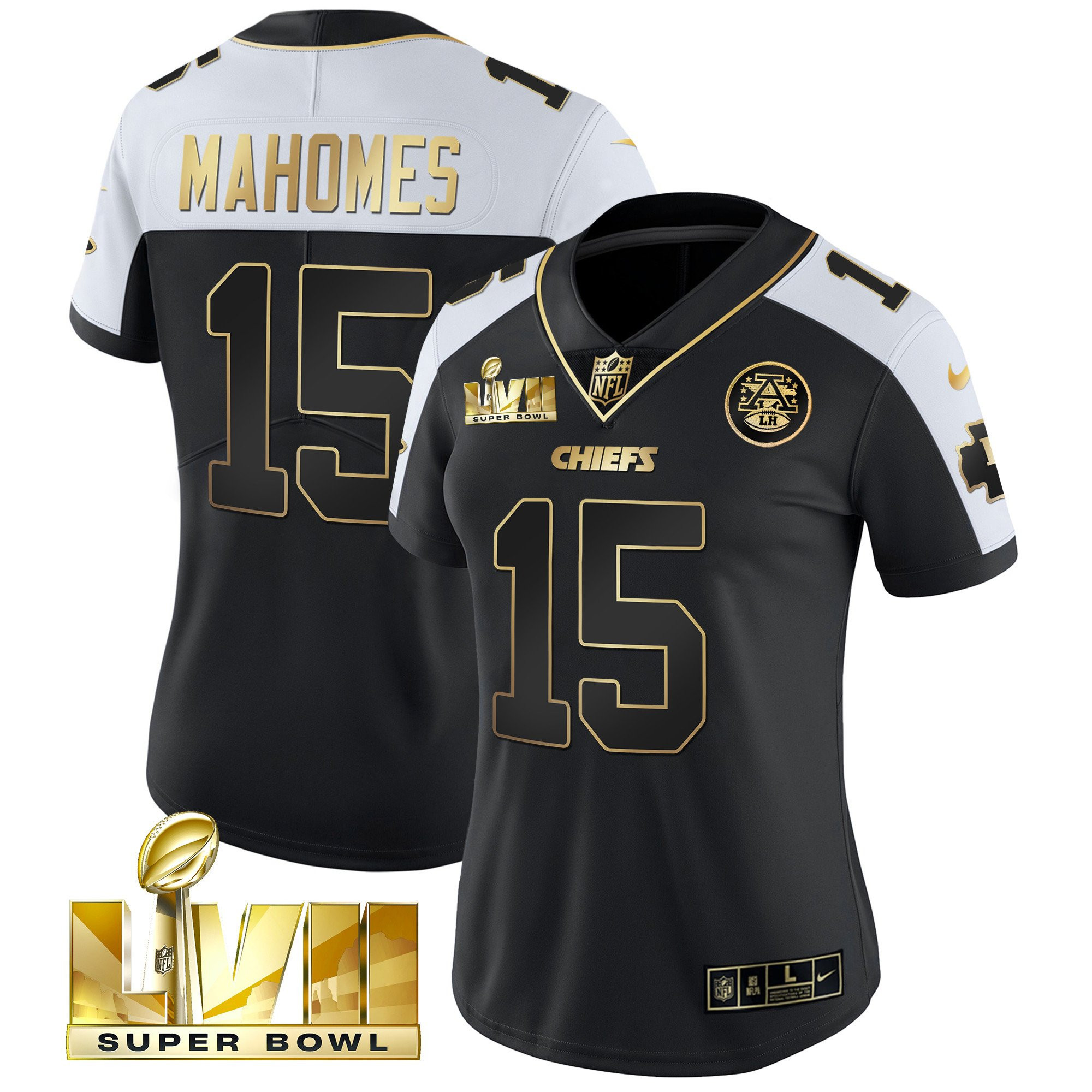 Patrick Mahomes Women's Kansas City Chiefs Super Bowl Vapor Gold Alternate Jersey - All Stitched