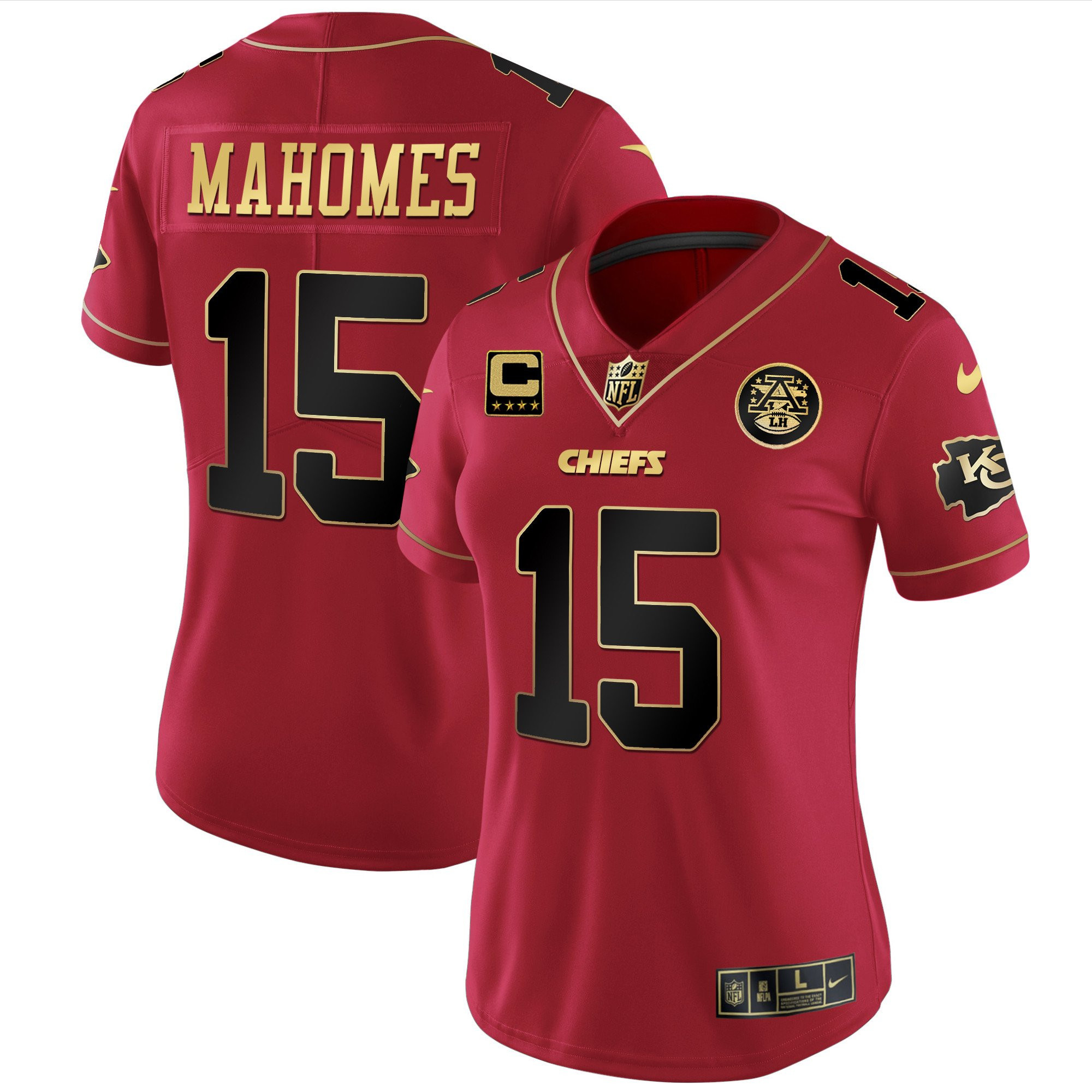 Patrick Mahomes Women's Kansas City Chiefs White Gold & Black Gold - All Stitched Red Special Jersey - All Stitched