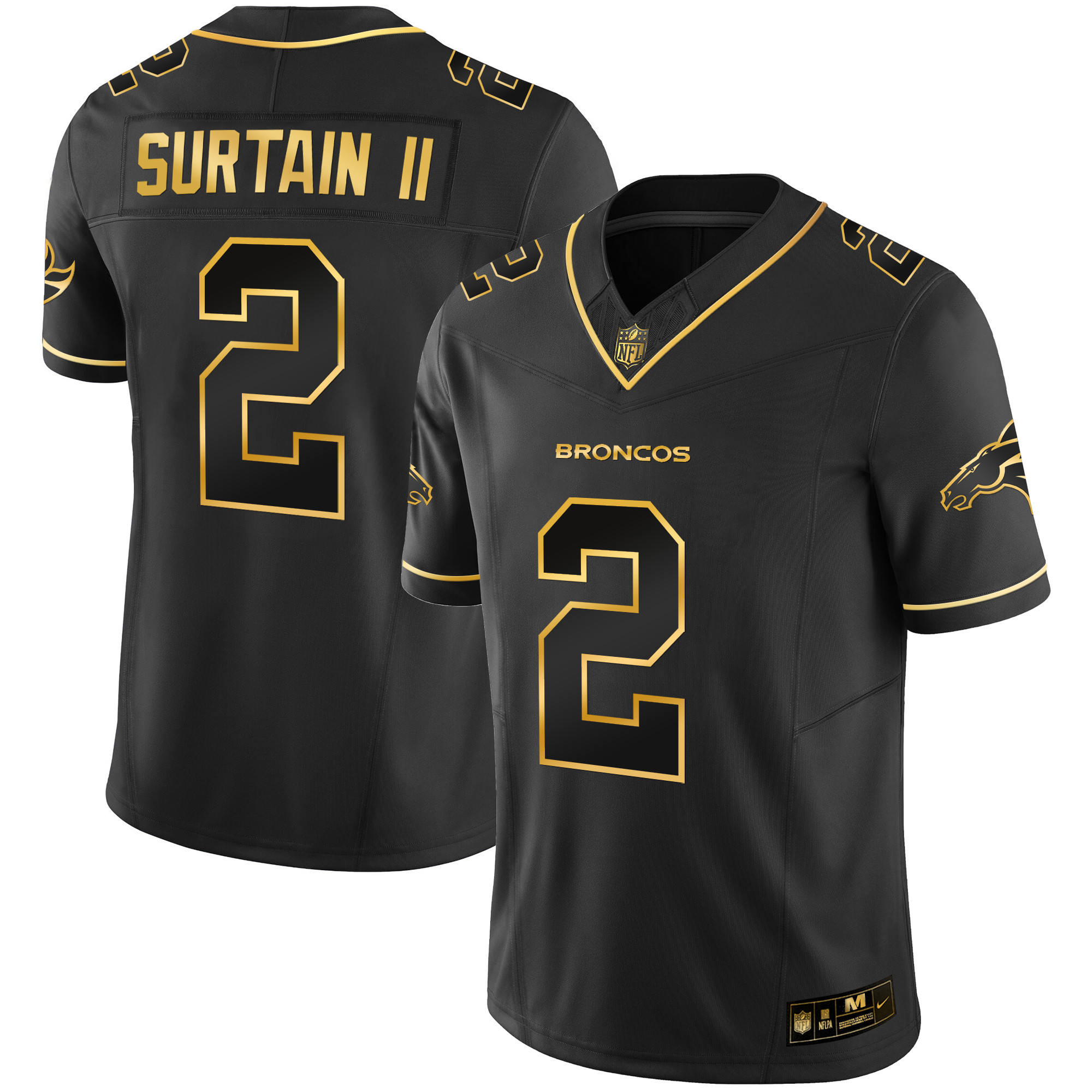 Patrick Surtain II Men's Denver Broncos Gold Vapor Limited Black Gold Jersey - All Stitched