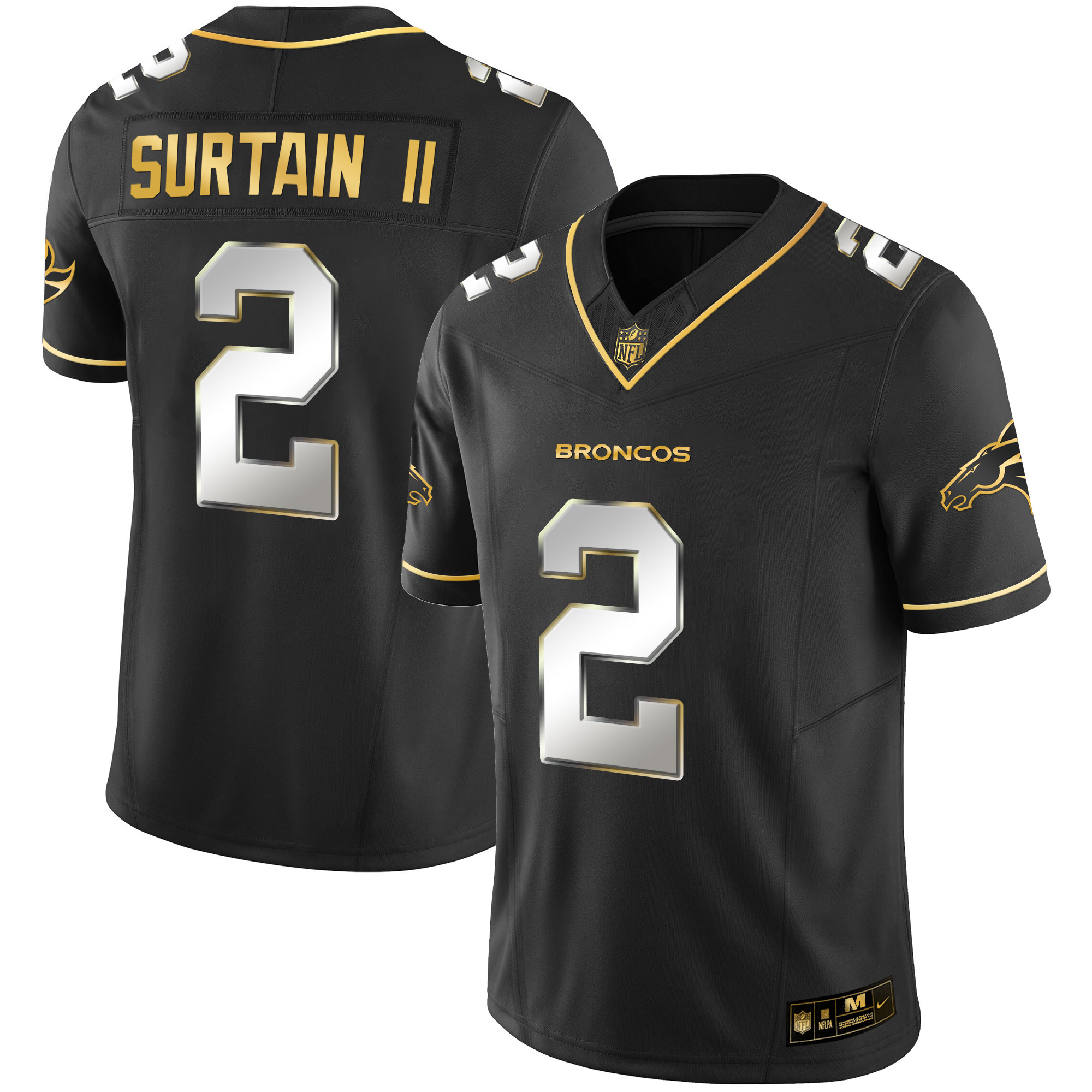 Patrick Surtain II Men's Denver Broncos Gold Vapor Limited Black Limitted Jersey - All Stitched