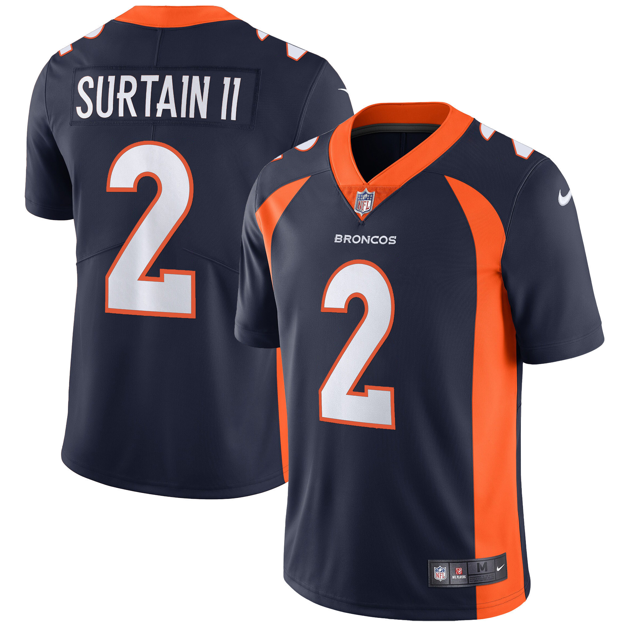 Patrick Surtain II Men's Denver Broncos Vapor Navy Jersey - All Stitched