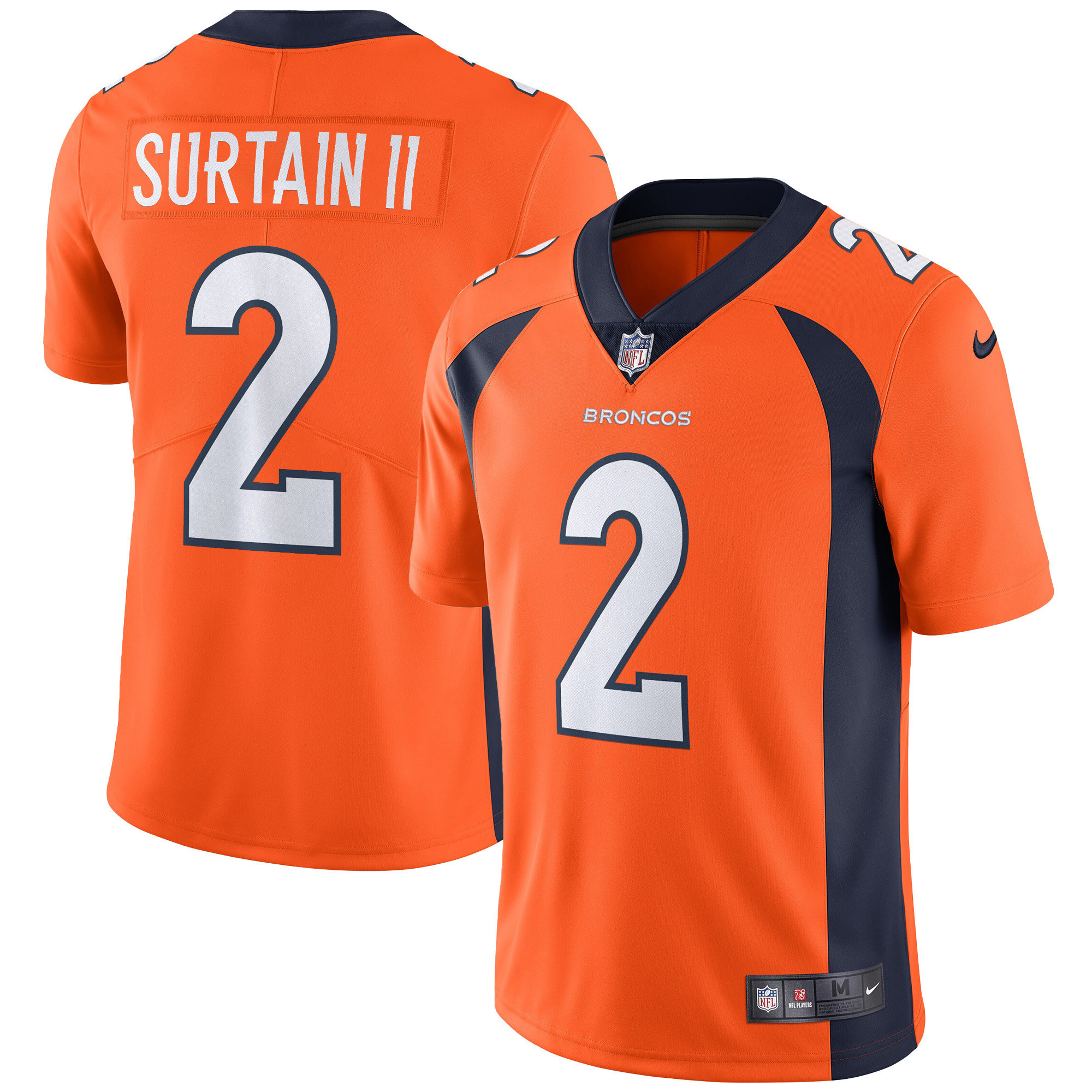 Patrick Surtain II Men's Denver Broncos Vapor Orange Jersey - All Stitched