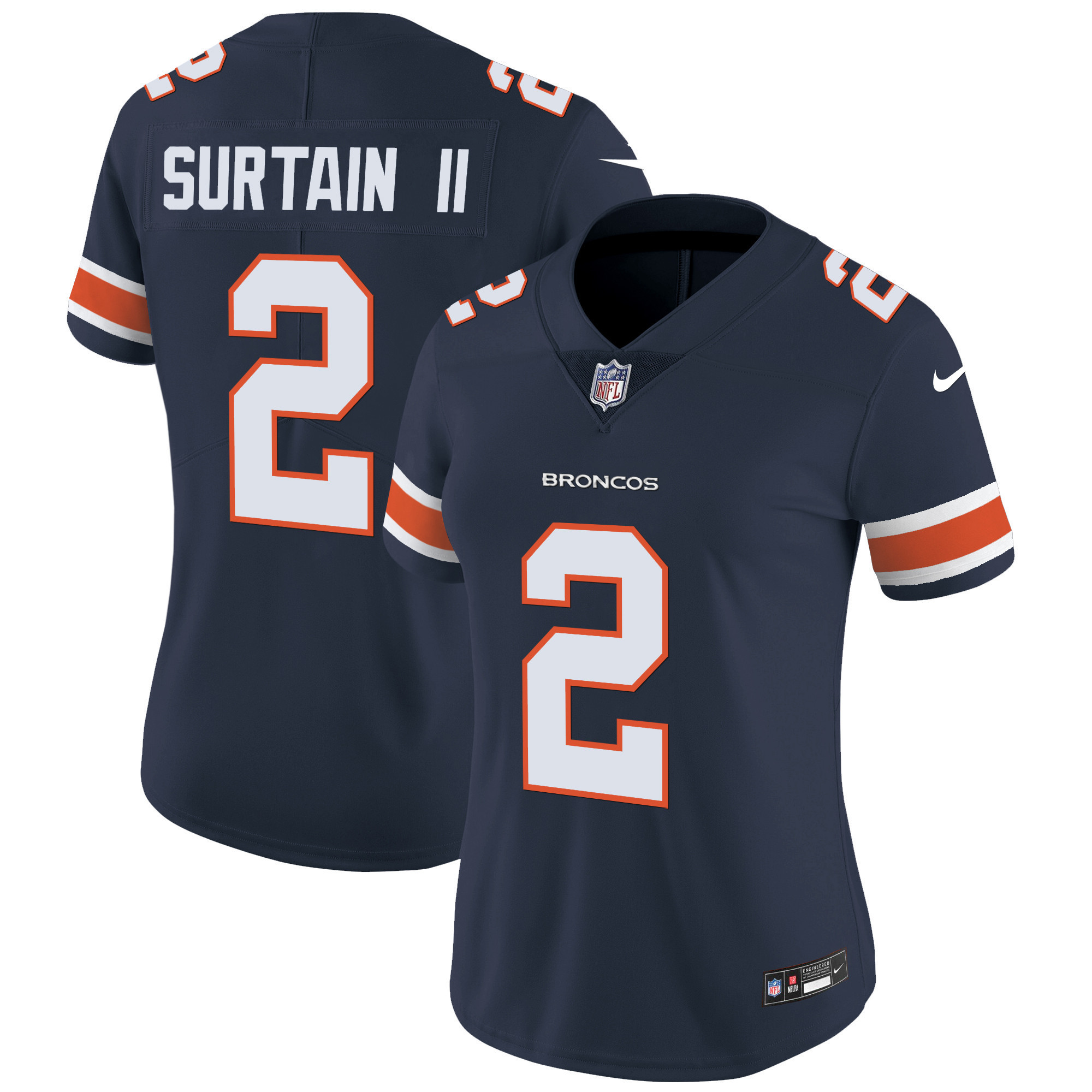 Patrick Surtain II Women's Denver Broncos Vapor Limited Navy Jersey - All Stitched