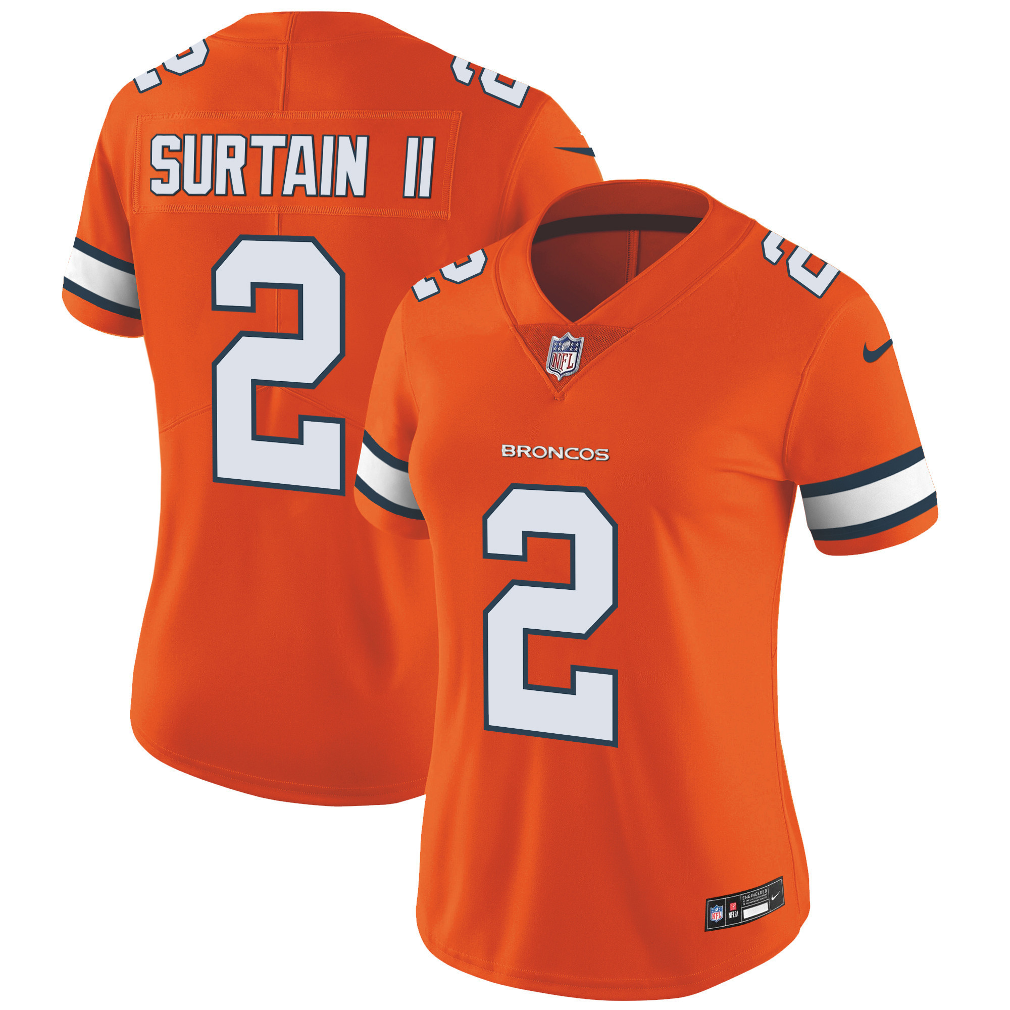 Patrick Surtain II Women's Denver Broncos Vapor Limited Orange Jersey - All Stitched