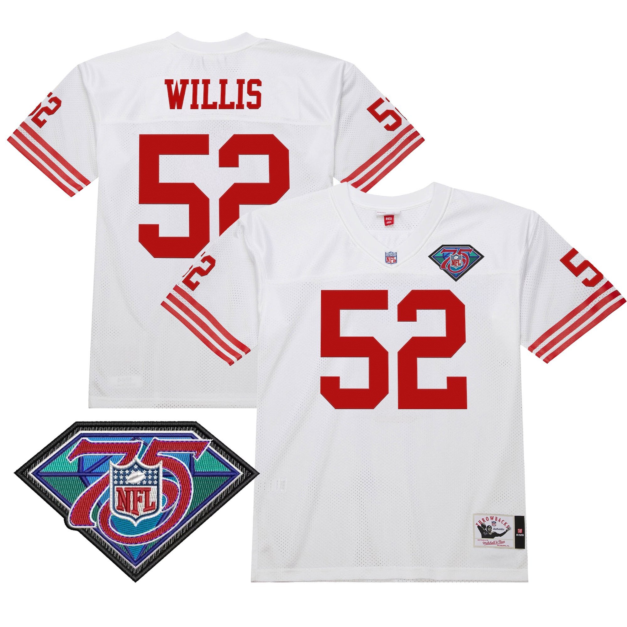 Patrick Willis Men's San Francisco 49ers Throwback Player White Retired Jersey - All Stitched