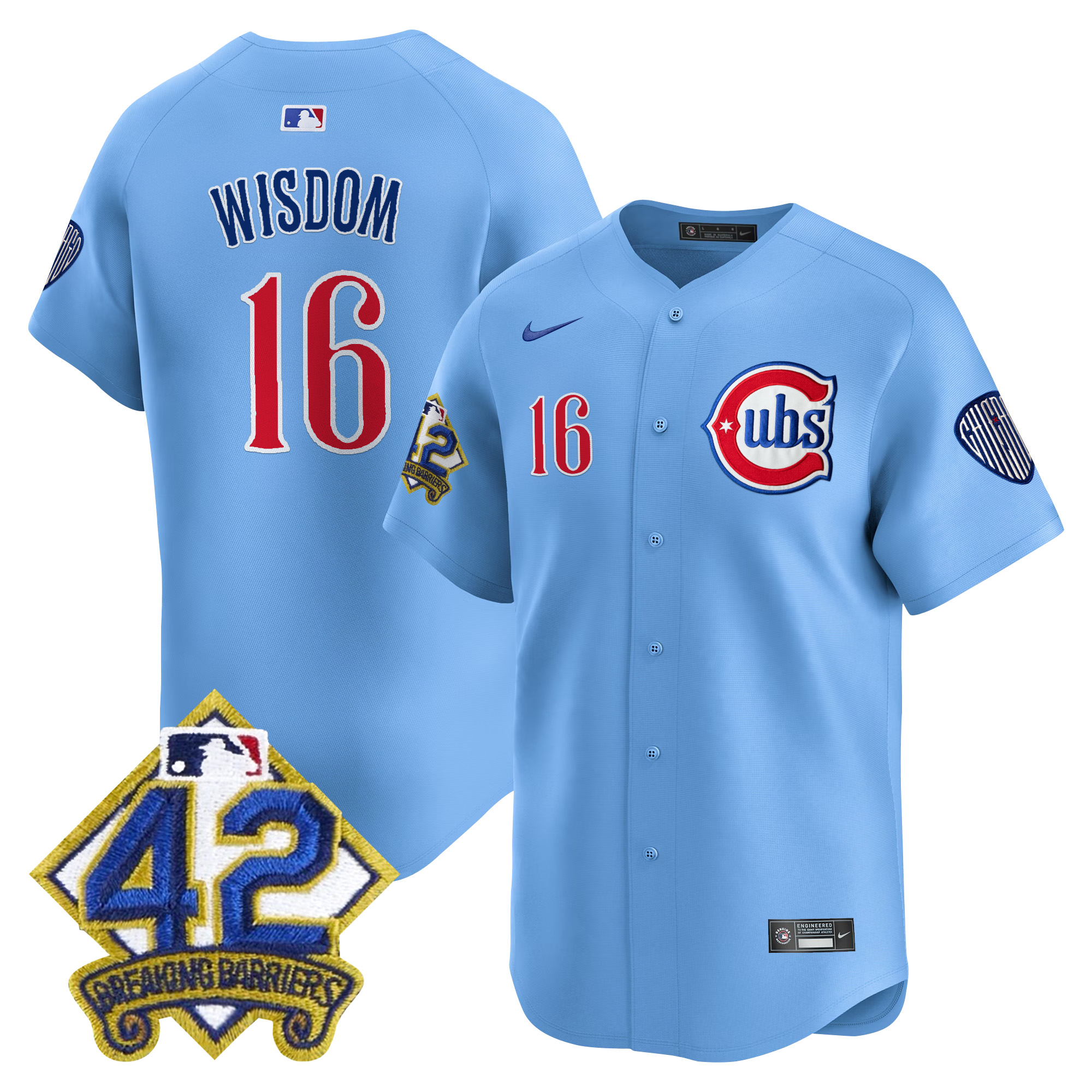 Patrick Wisdom Men's Chicago Cubs 2025 Jackie Robinson Patch Vapor Premier Limited Blue Jersey - All Stitched