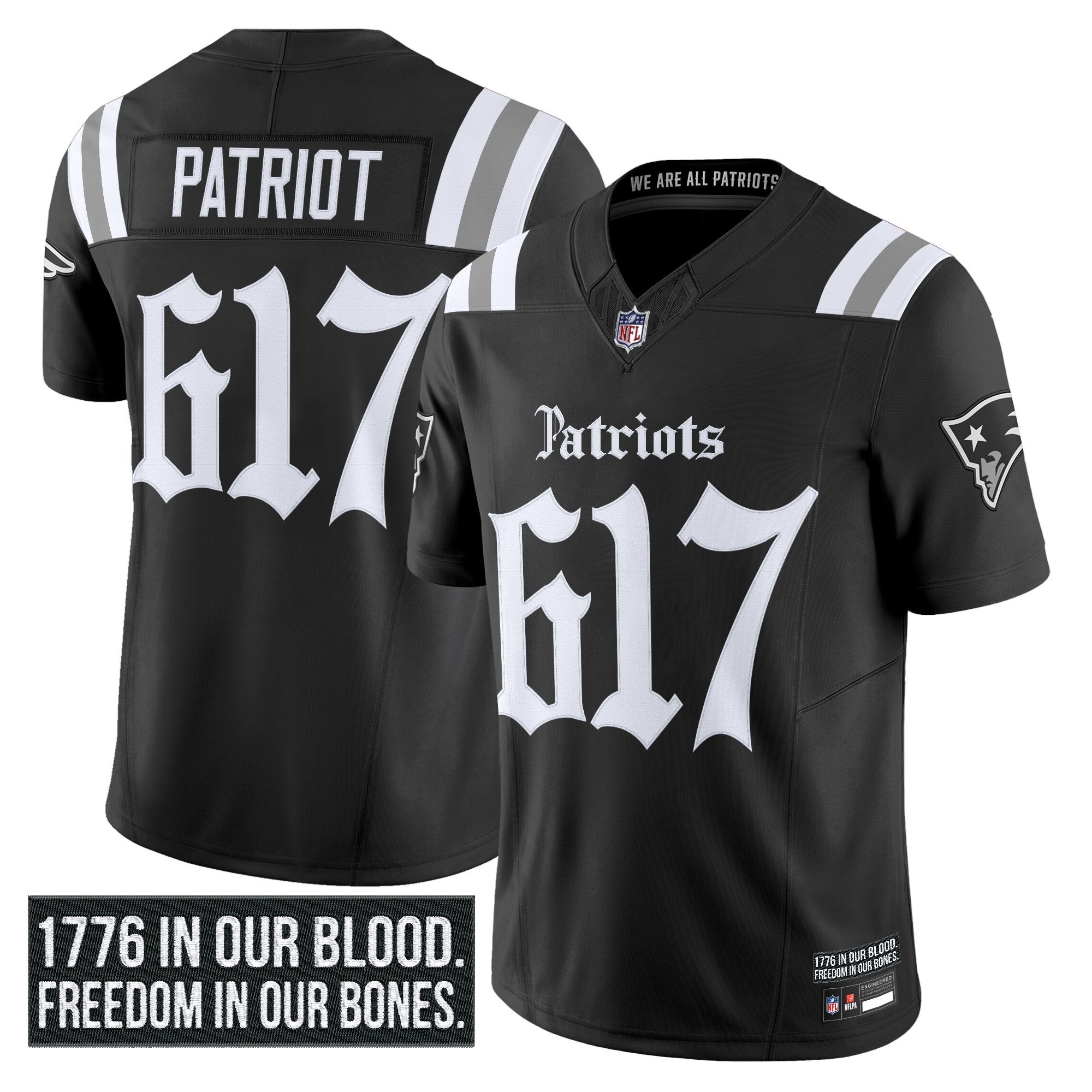 Patriot 617 Men's New England Patriots 'Gothic Revolution Edition' Vapor Limited Black Jersey - All Stitched