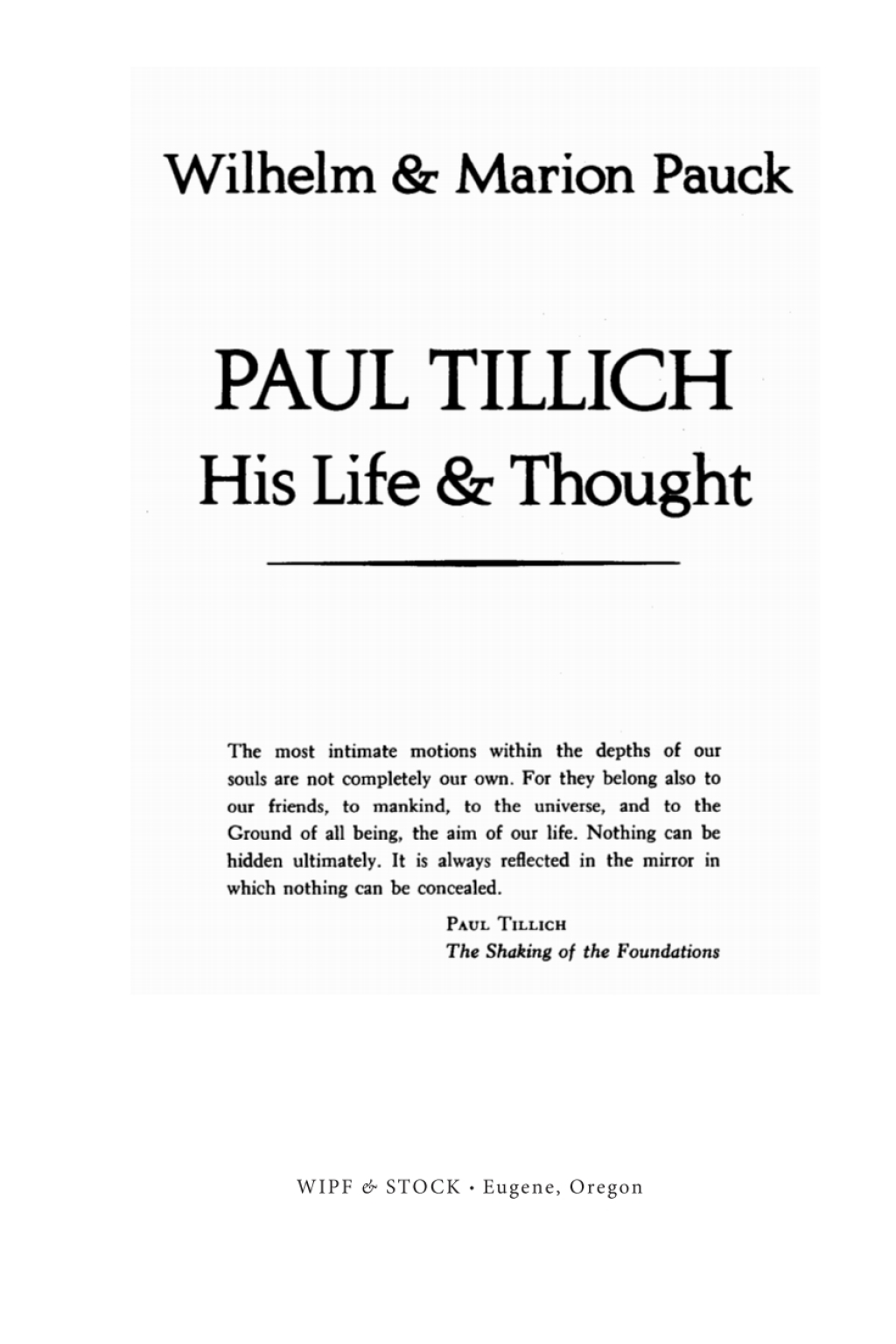 Paul Tillich His Life and Thought  â€“ PDF/EPUB Version Downloadable