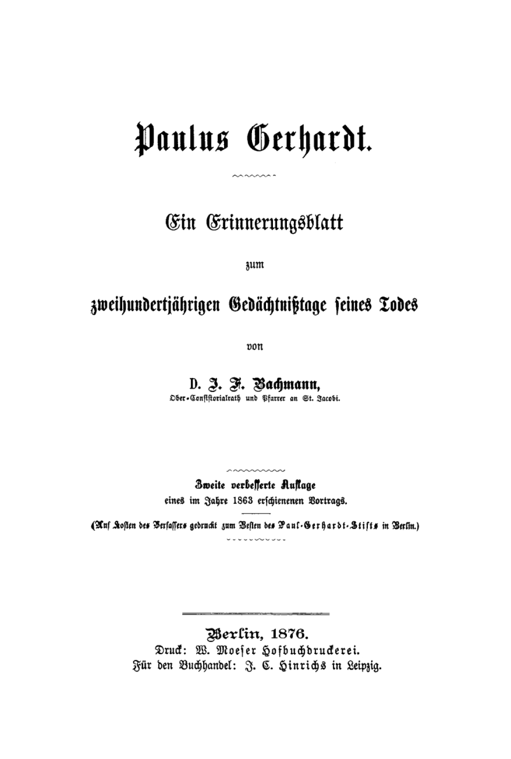 Paulus Gerhardt Ein Erinnerungsblatt zum zweihunderjÃ¤hrigen GedÃ¤chtniÃŸtage seines Todes 2nd Edition â€“ PDF/EPUB Version Downloadable