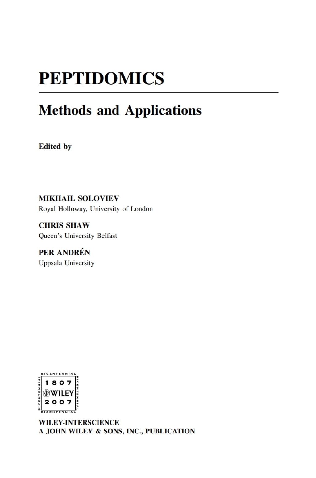 Peptidomics Methods and Applications 1st Edition â€“ PDF/EPUB Version Downloadable