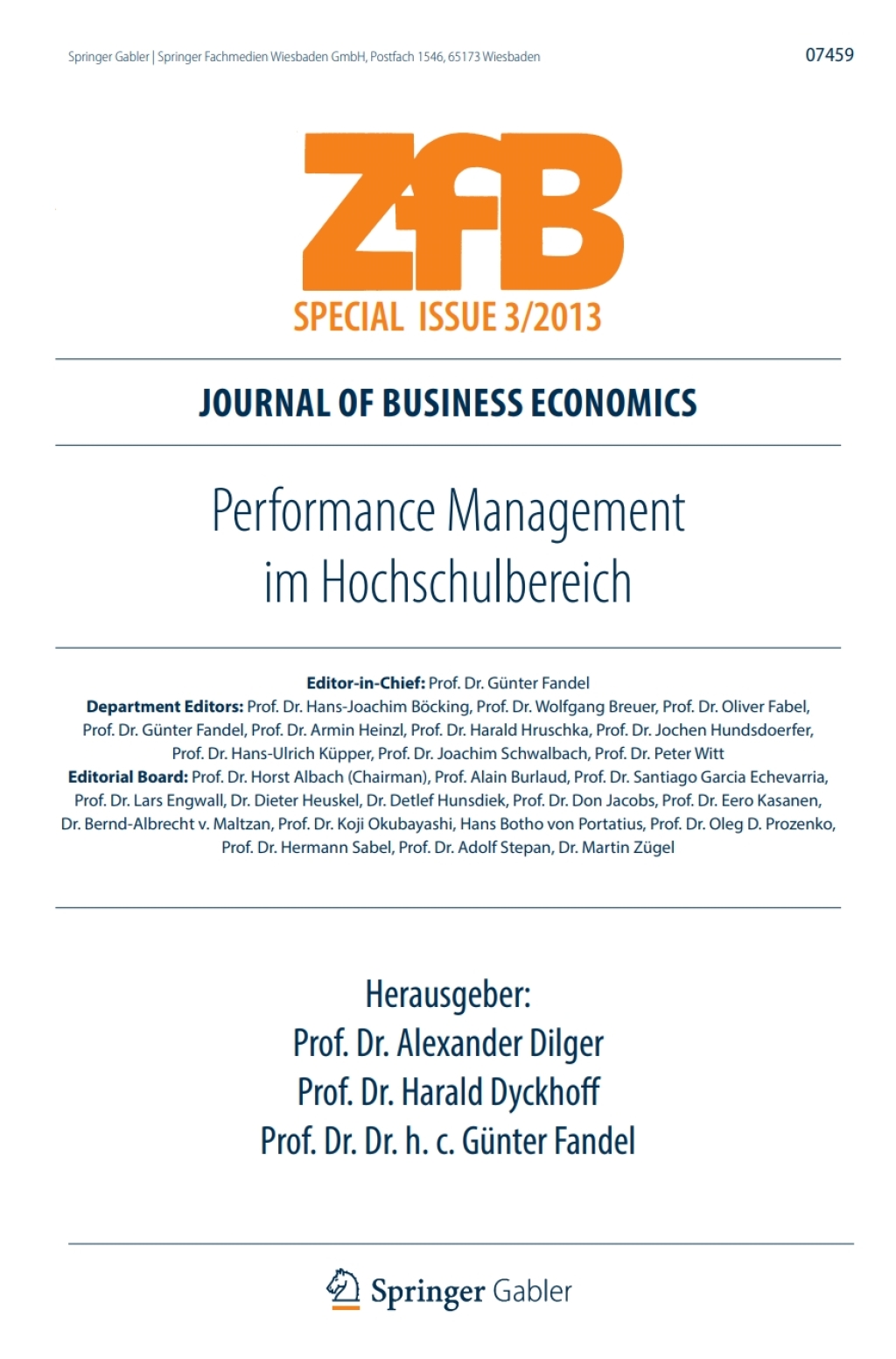 Performance Management im Hochschulbereich Dilger/Dyckhoff/Fandel (Hrsg.), Performance Management im Hochschulbereich (ZfB Special Issue 3)  â€“ PDF/EPUB Version Downloadable