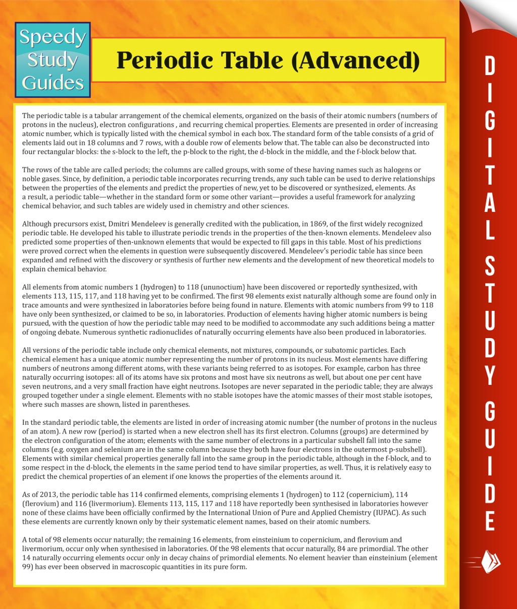 Periodic Table (Advanced) (Speedy Study Guides) - (PDF/EPUB Version)