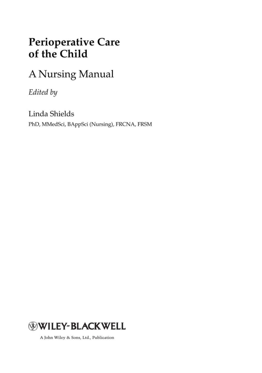 Perioperative Care of the Child A Nursing Manual 1st Edition â€“ PDF/EPUB Version Downloadable