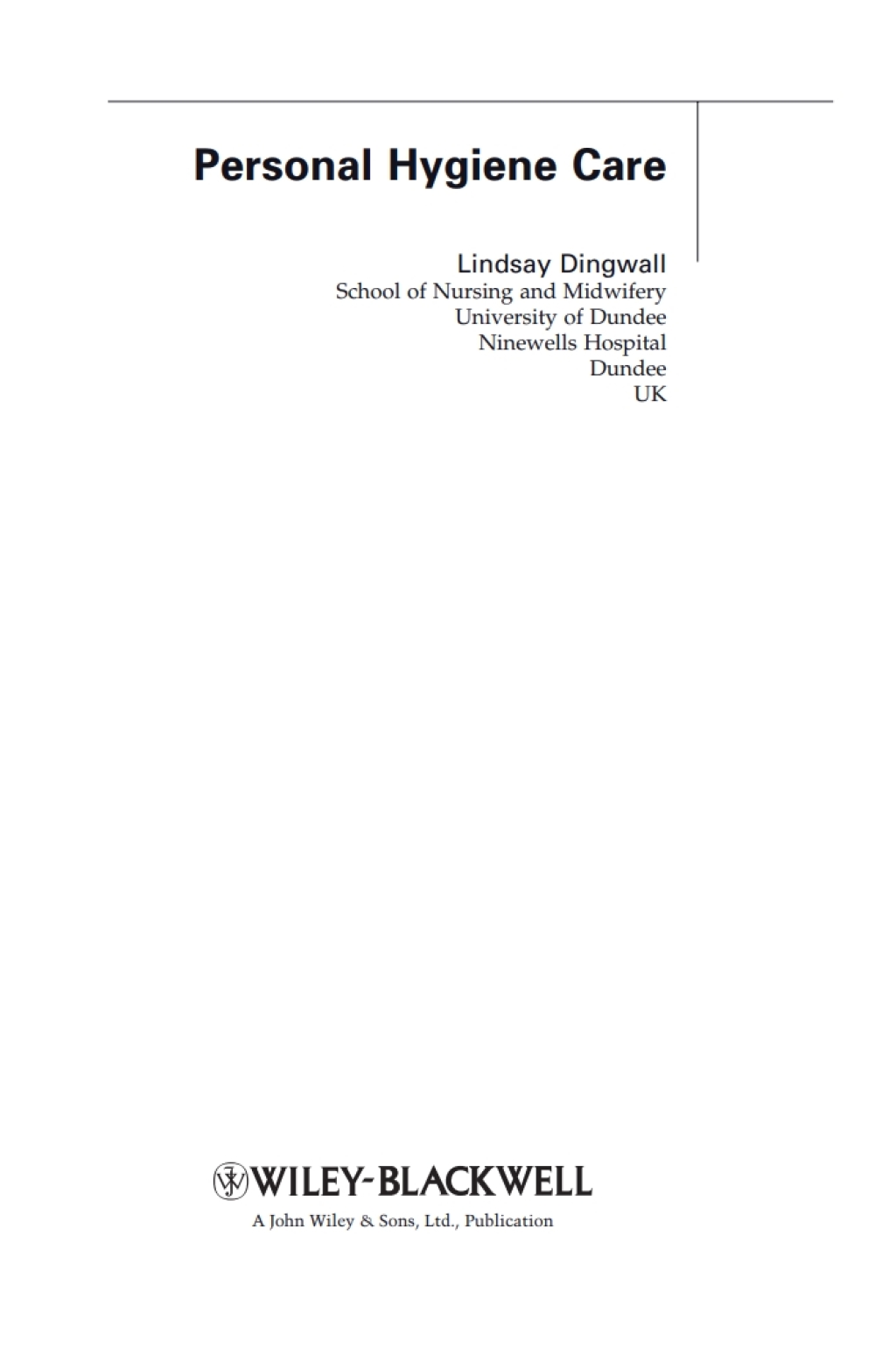 Personal Hygiene Care 1st Edition â€“ PDF/EPUB Version Downloadable