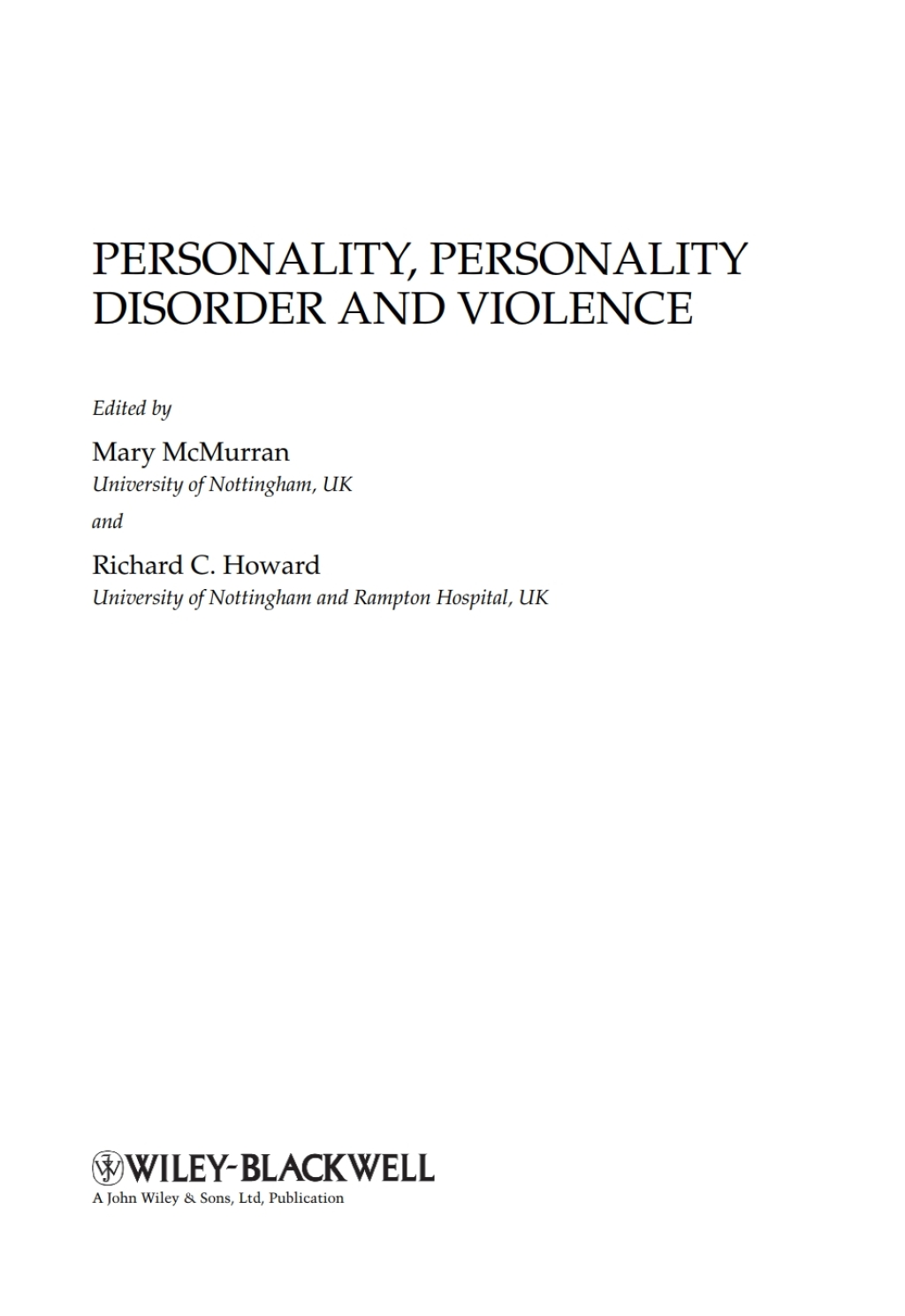 Personality, Personality Disorder and Violence An Evidence Based Approach 1st Edition â€“ PDF/EPUB Version Downloadable