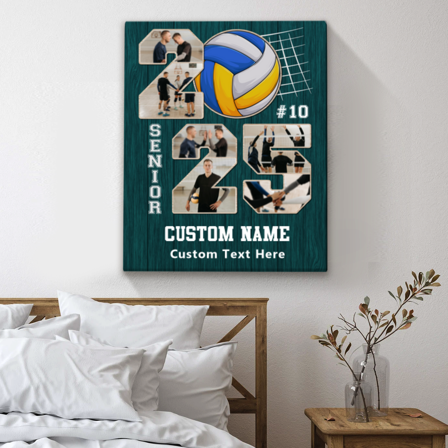 Personalized 2025 Volleyball Photo Gift, Senior Night Volleyball 2025 Collage Canvas, Gift For Volleyball Player, Custom Volleyball Graduation Gift