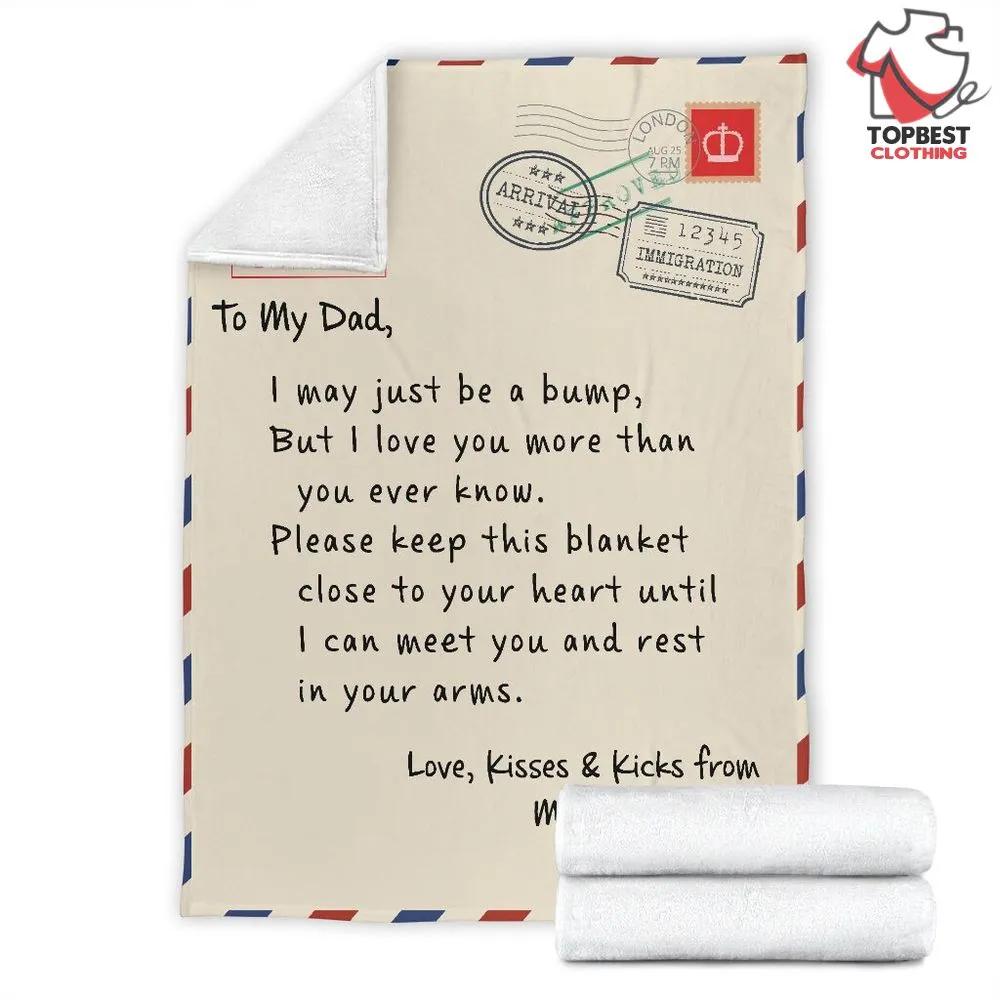 Personalized Air Mail To My Dad I Love You More Than You Ever Know Sherpa Fleece Quilt Blanket - TopBestClothing